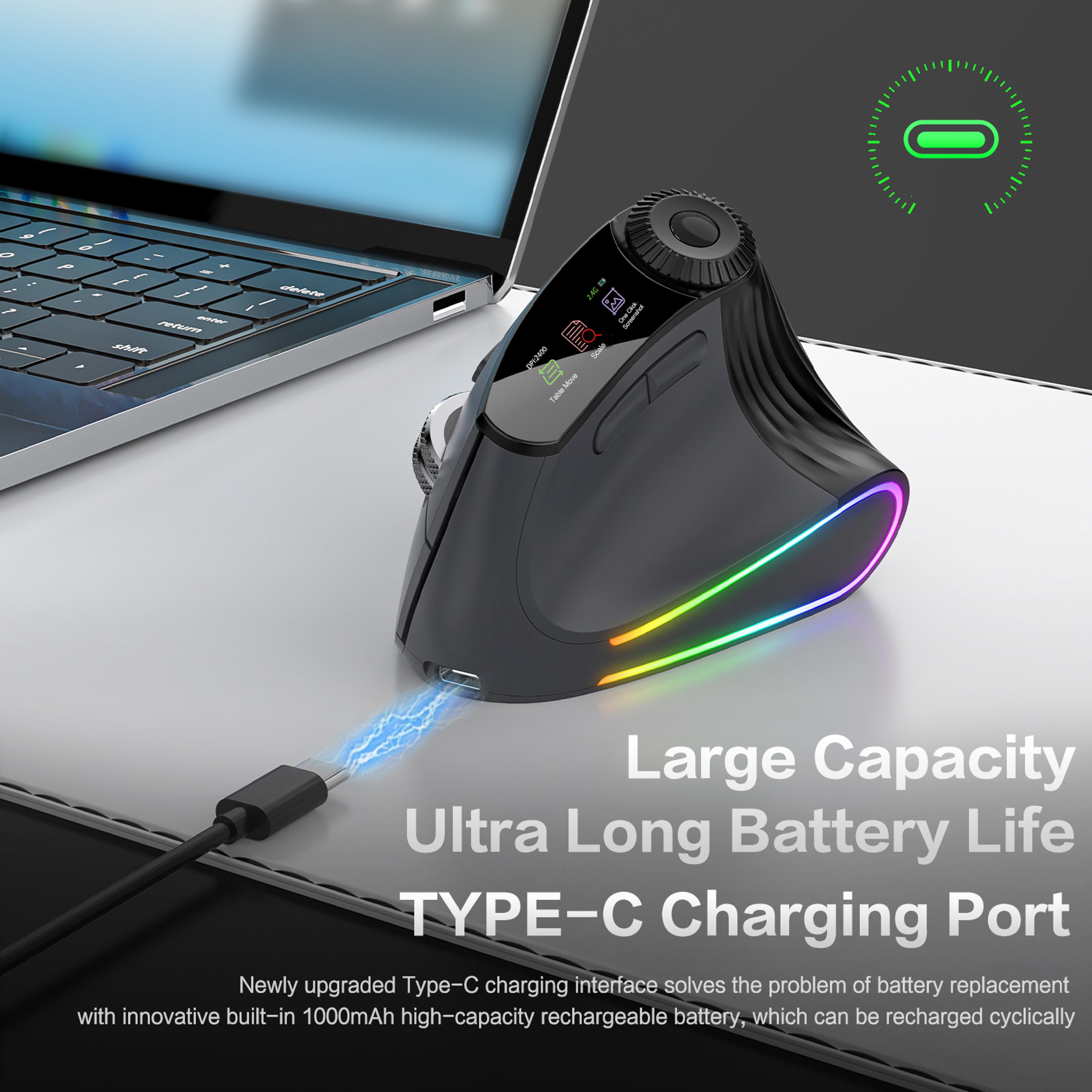 Vertical Ergonomic Bluetooth Wireless Mouse With OLED Display DPI Rechargeable Gaming Mouse 3