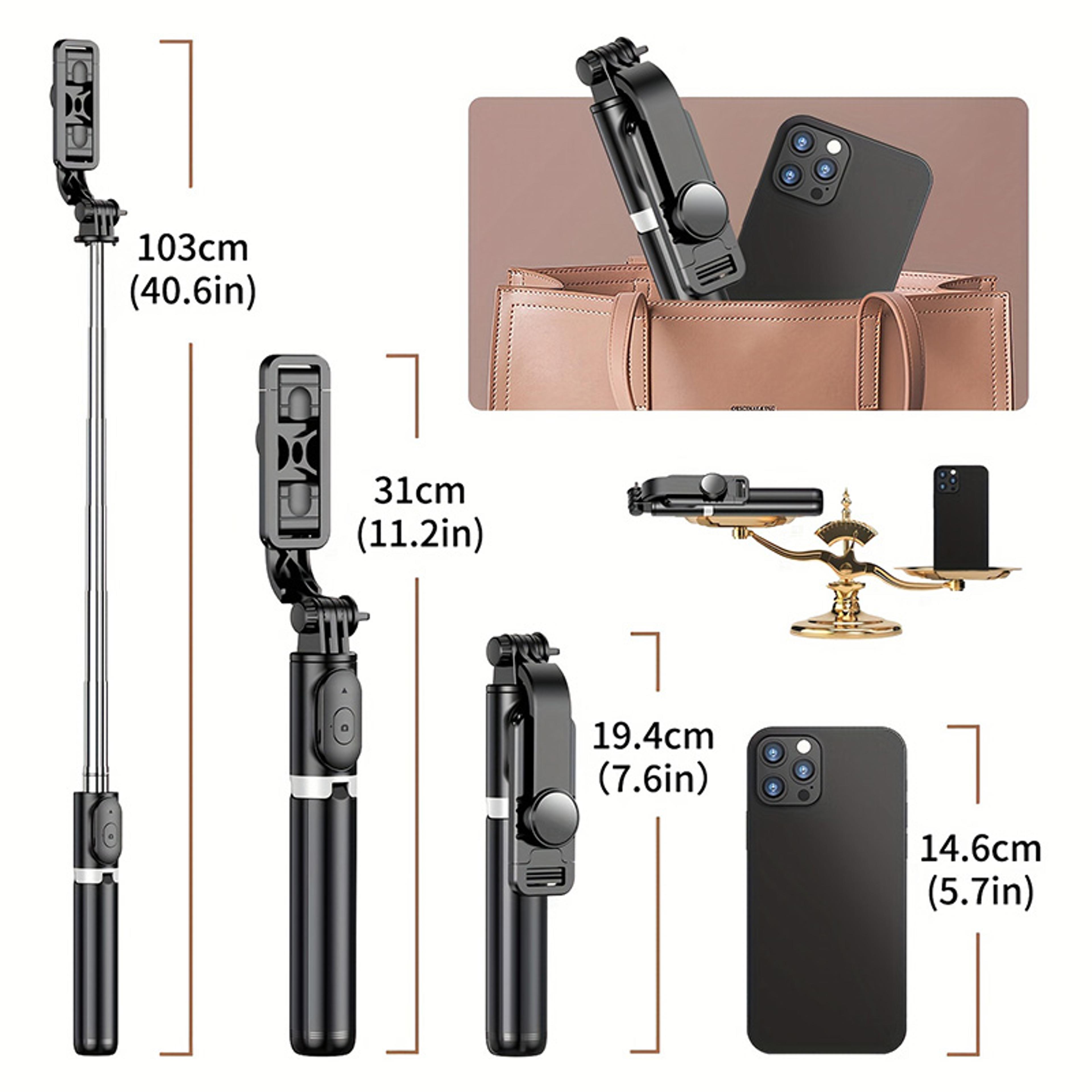 Selfie Stick Tripod With Wireless Remote  Rotating Phone Tripod For Live Streaming 4