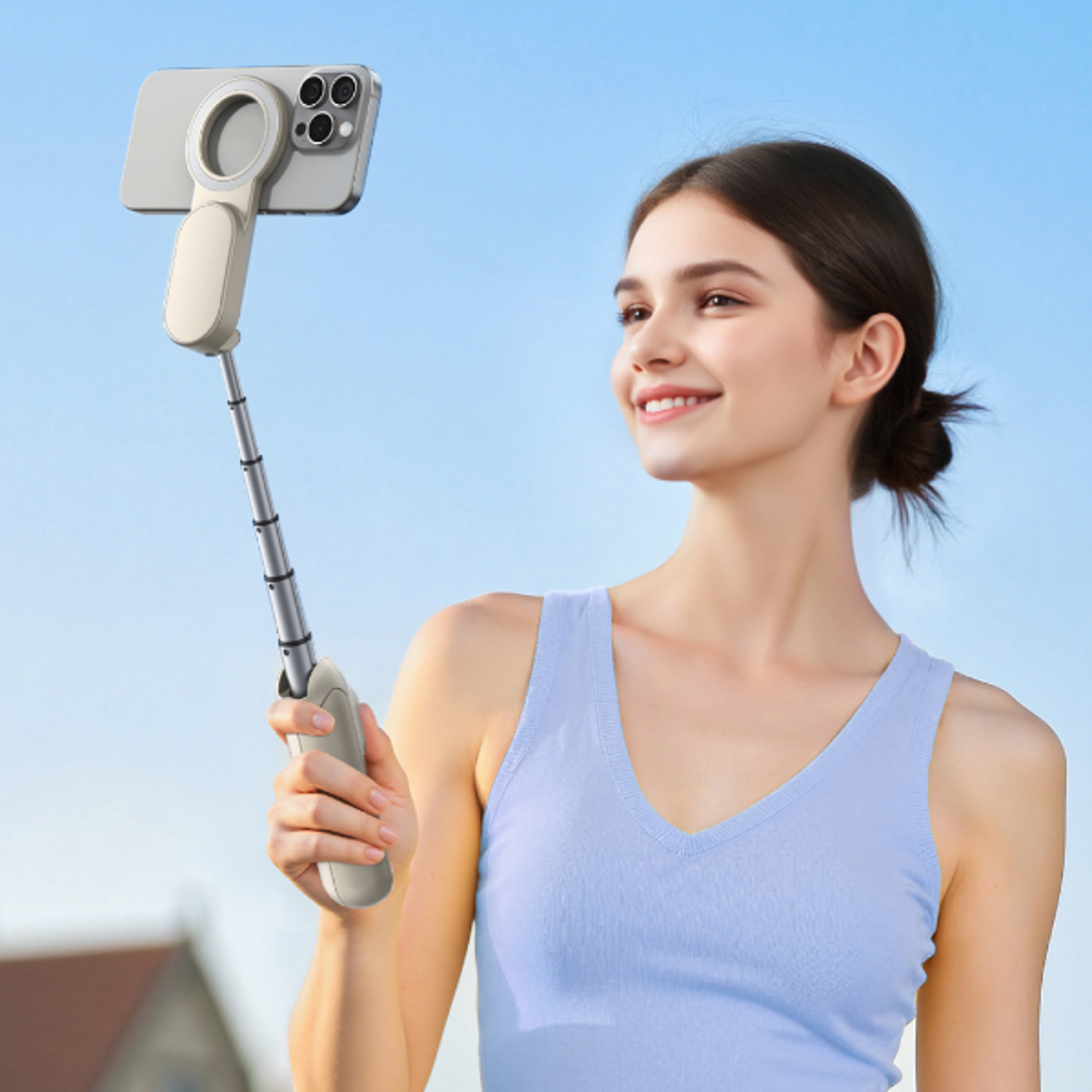 magnetic selfie stick tripod with bluetooth remote and zoom control for iphone & android