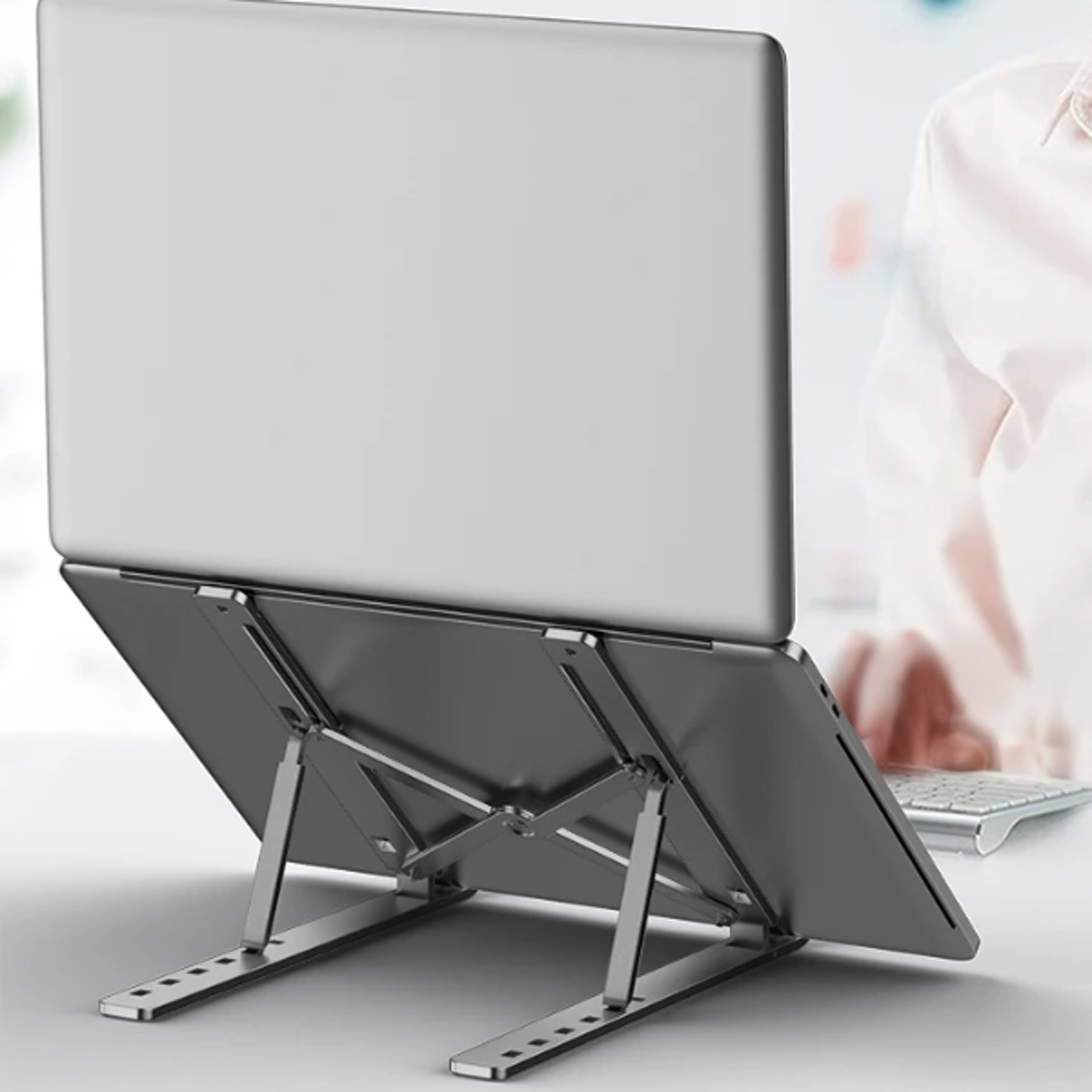 portable aluminum laptop stand foldable ergonomic laptop riser for macbook notebook & laptops