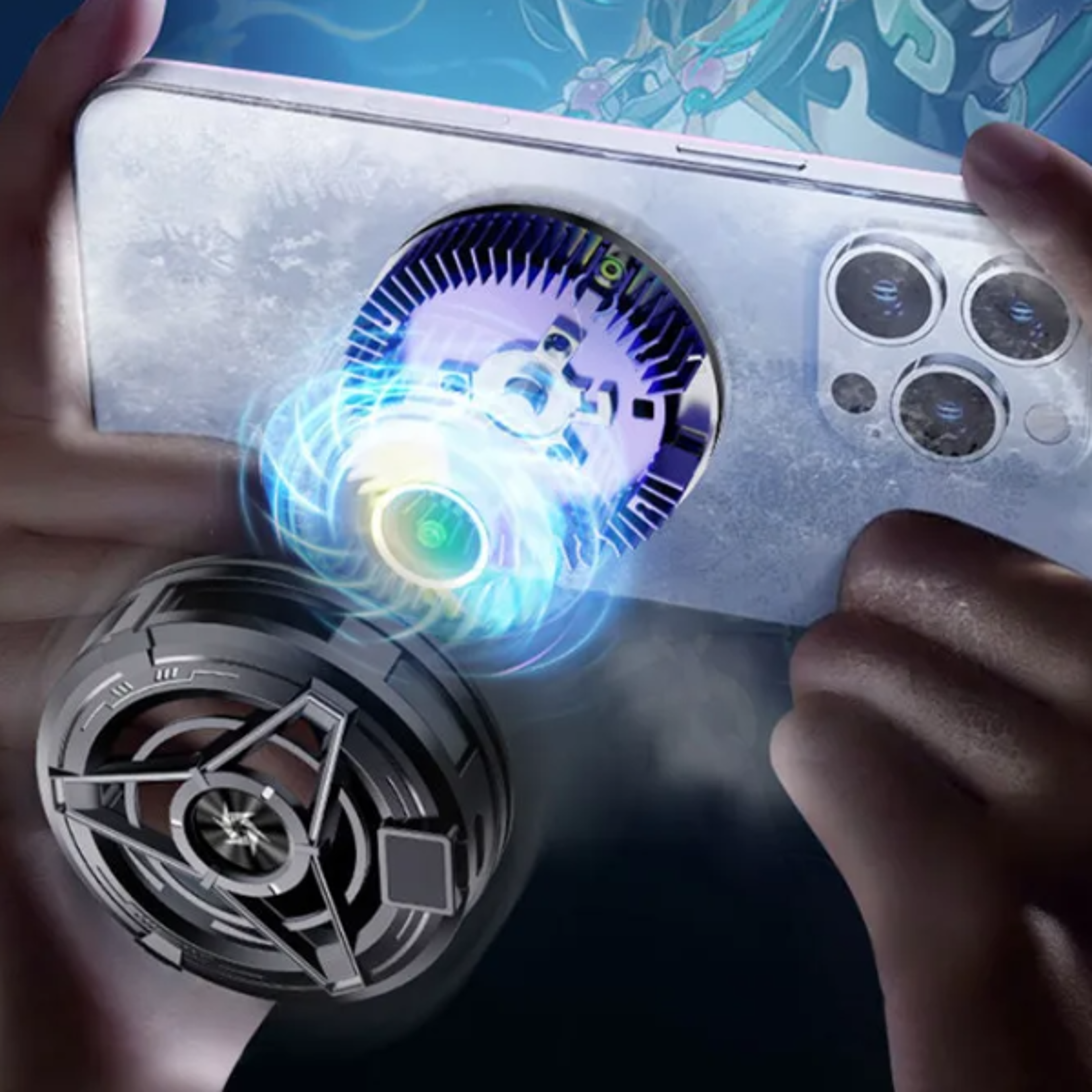 magnetic phone cooler with digital display fast cooling clip on cooling fan for iphone & android