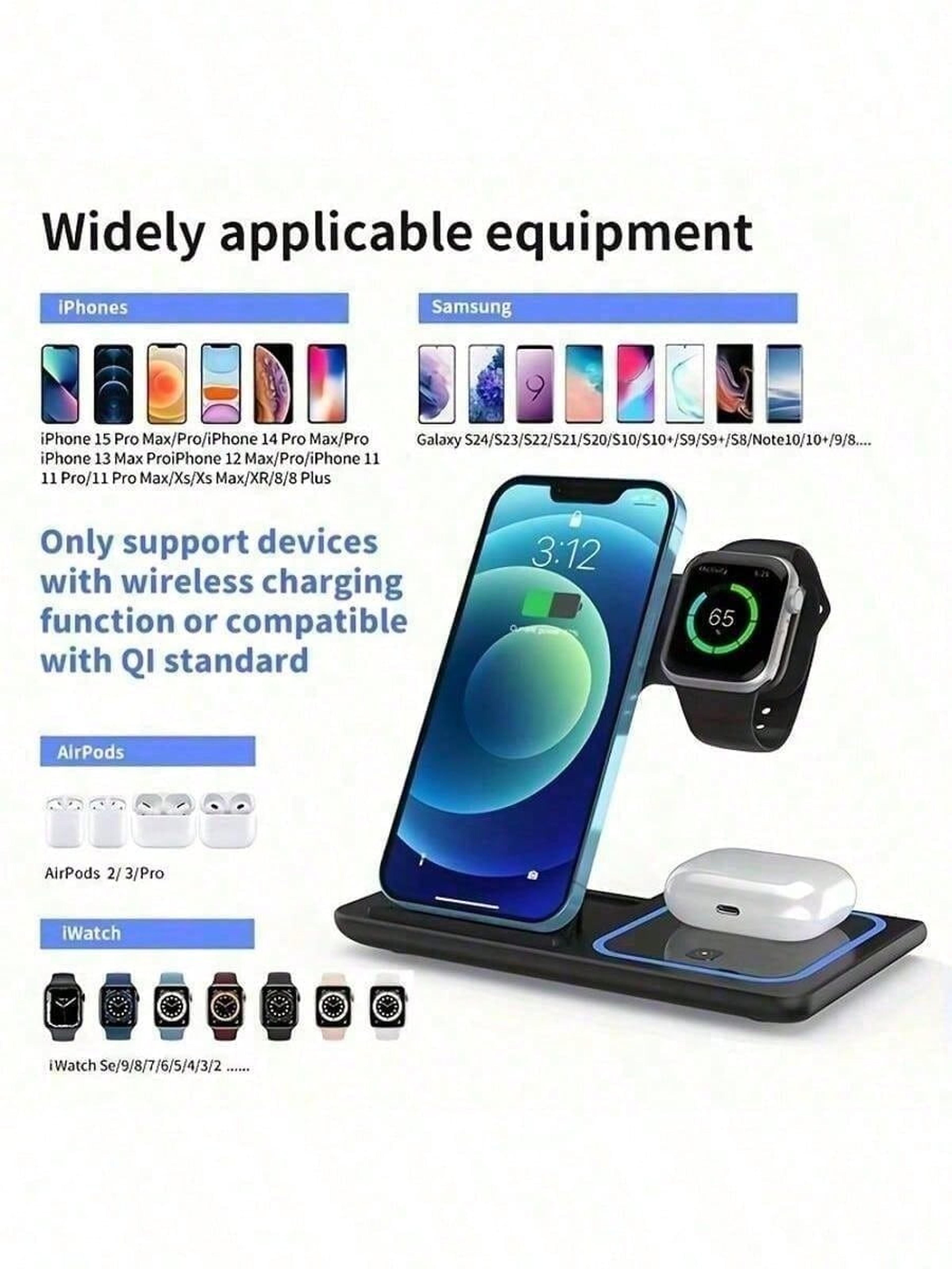 Wireless Charging Station With Phone Stand For IPhone Apple Watch And AirPods 4