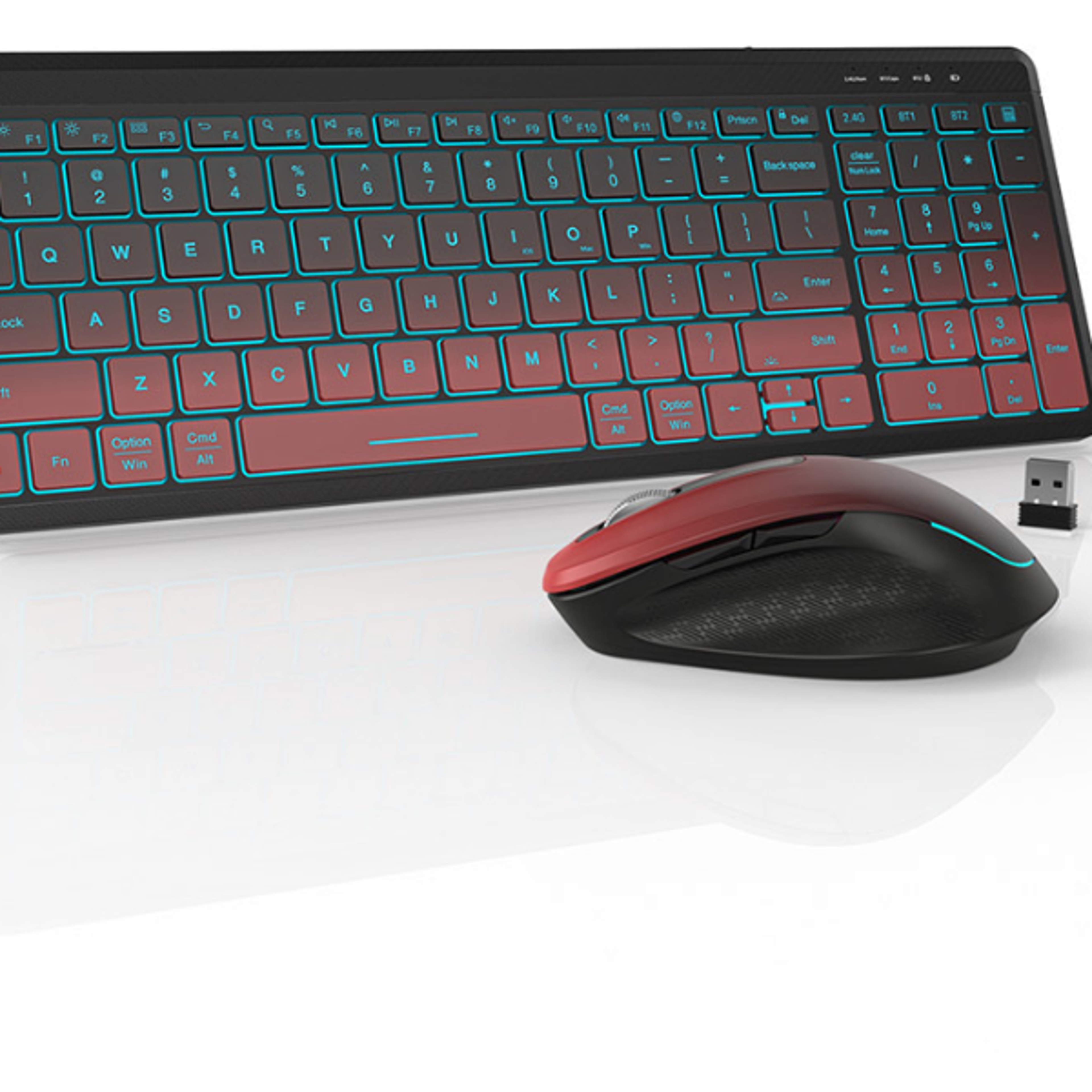 rechargeable wireless keyboard and mouse combo with backlit keys and silent clicks for pc & laptop
