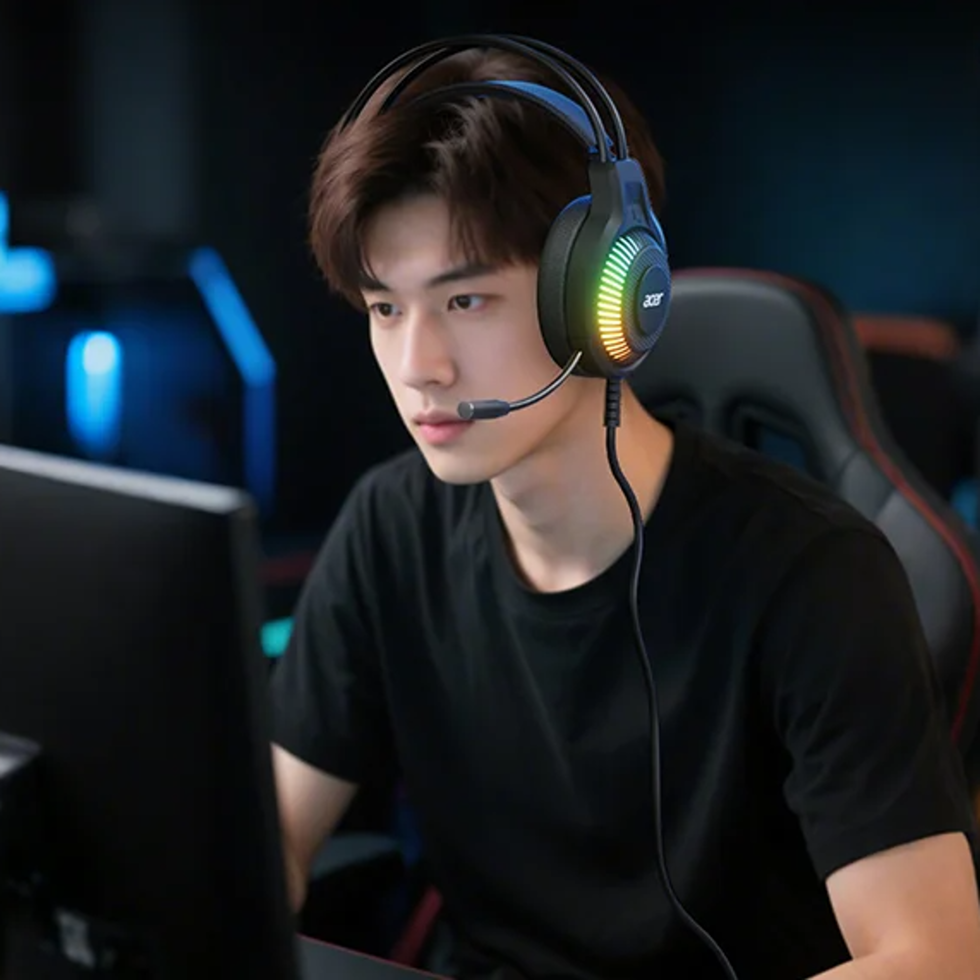 surround sound gaming headset with mic rgb led pc gaming headphones