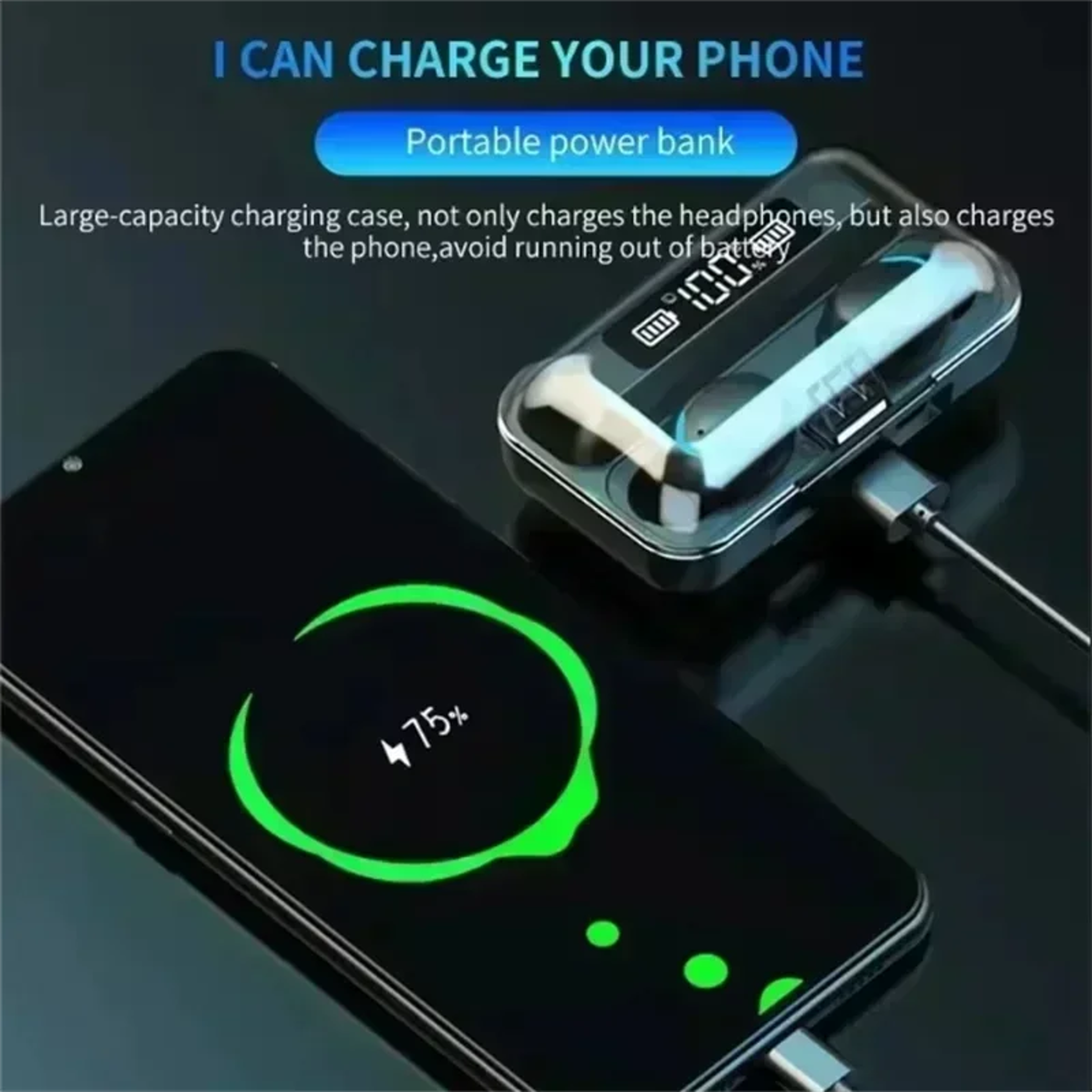 Bluetooth Wireless Earbuds With Deep Bass And LED Charging Case 5