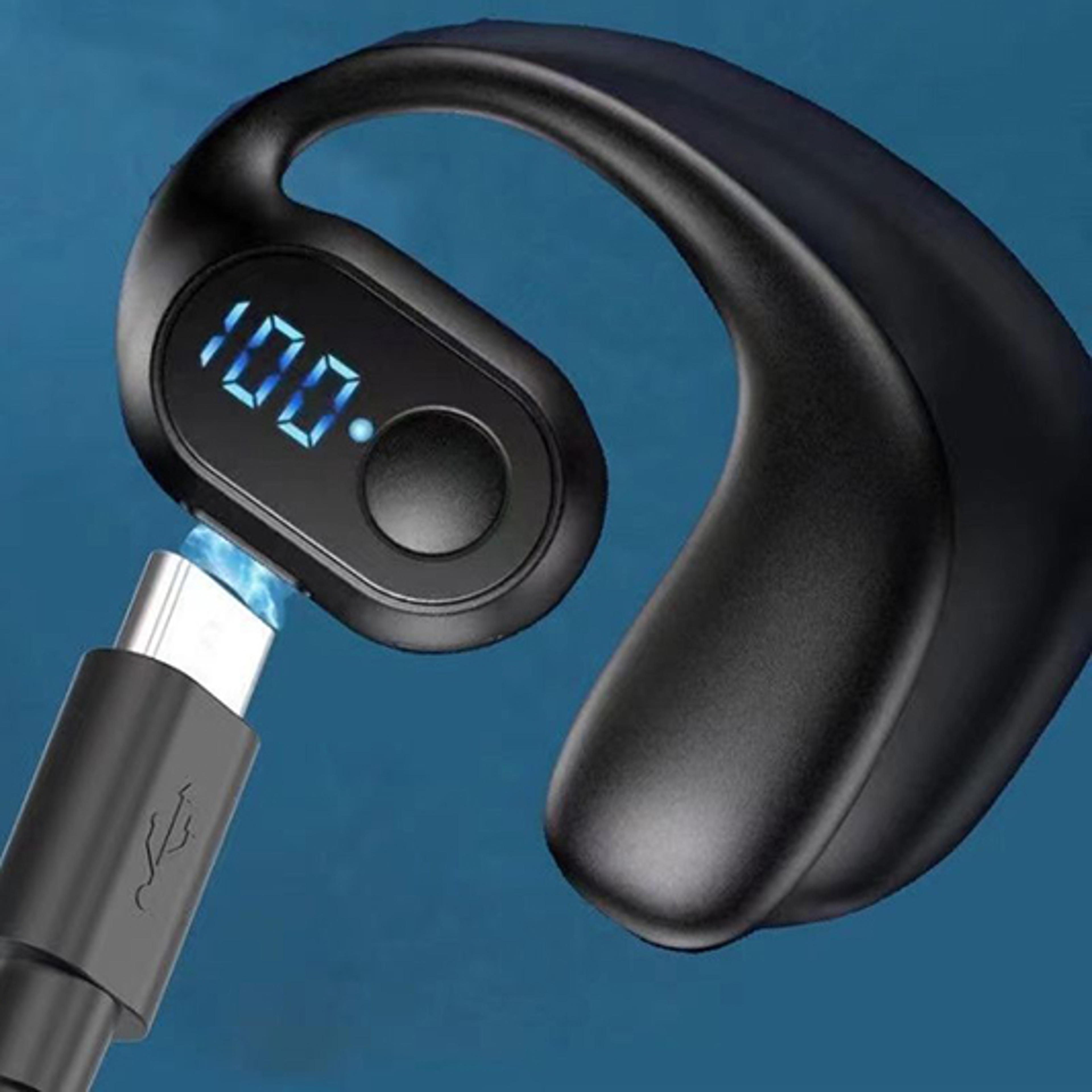 wireless bluetooth headset with digital display and noise cancelling microphone