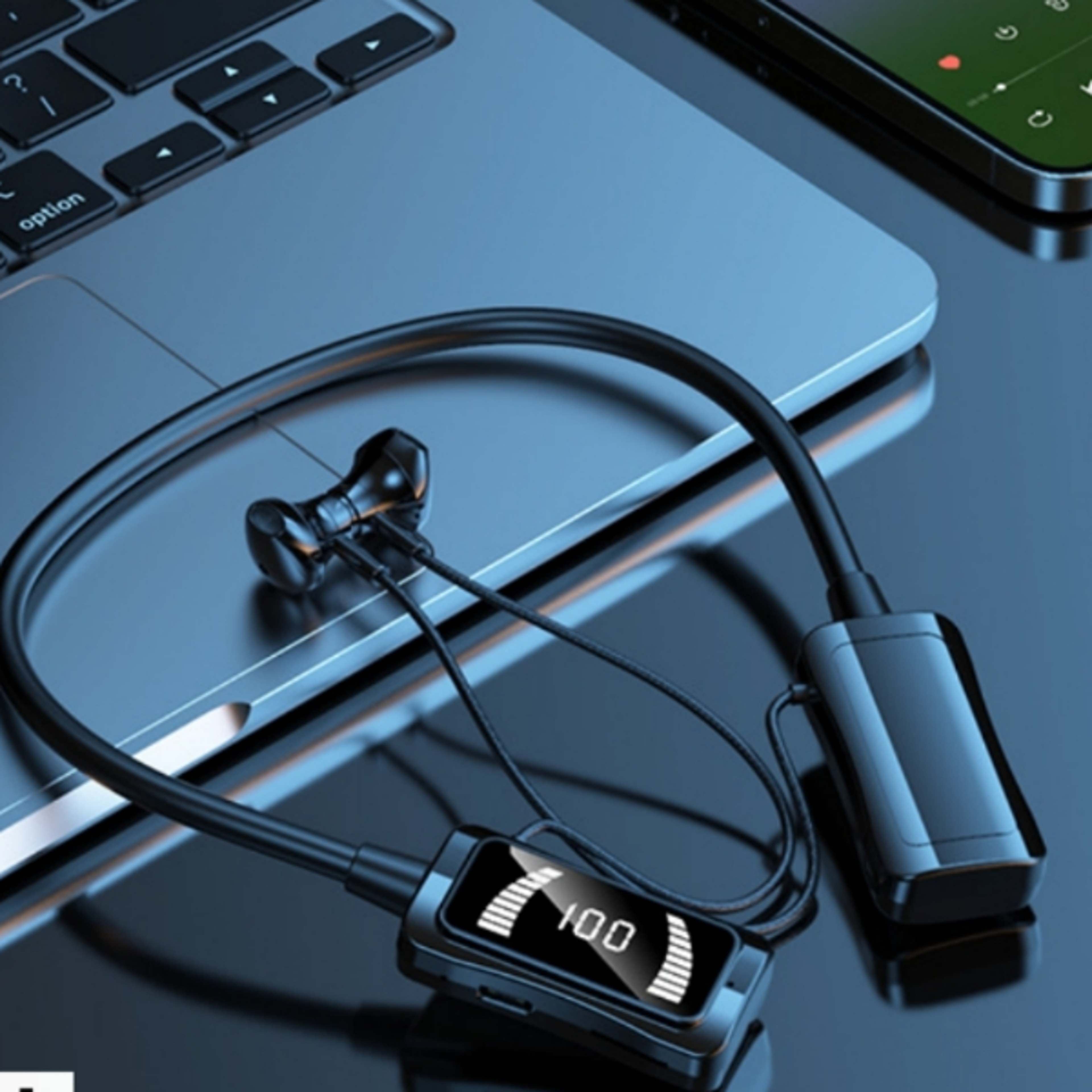 neckband bluetooth earphones with magnetic earbuds and sd card support