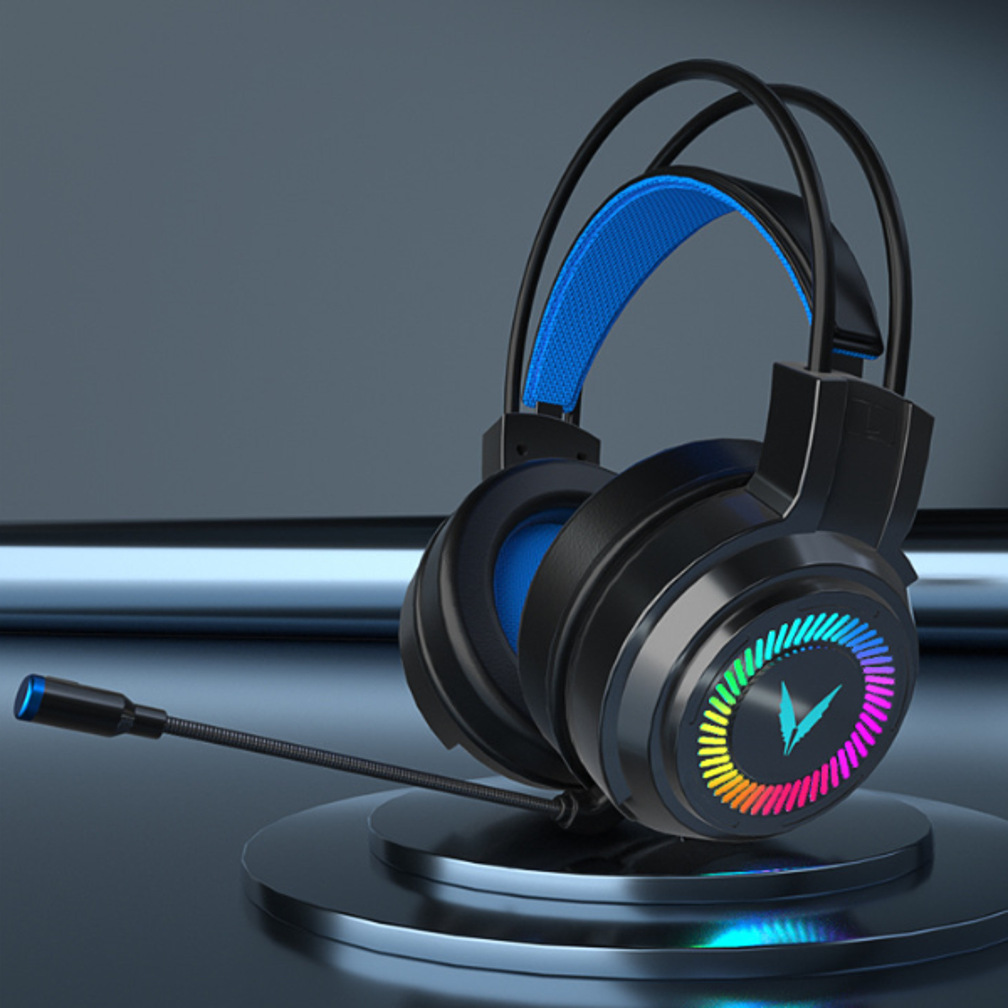 surround sound gaming headset with mic and rgb led for pc gamers