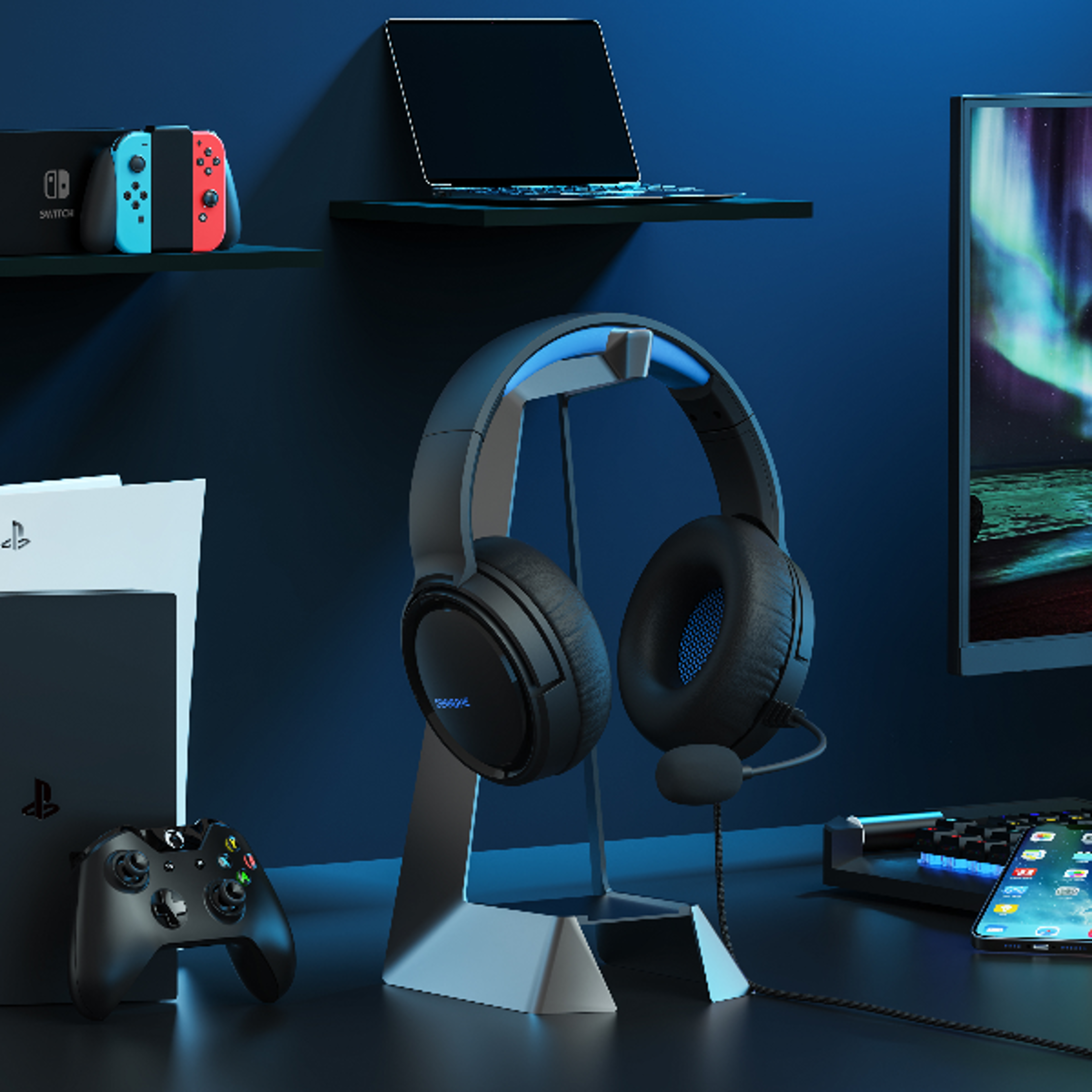 wired gaming headset with microphone for xbox switch and pc