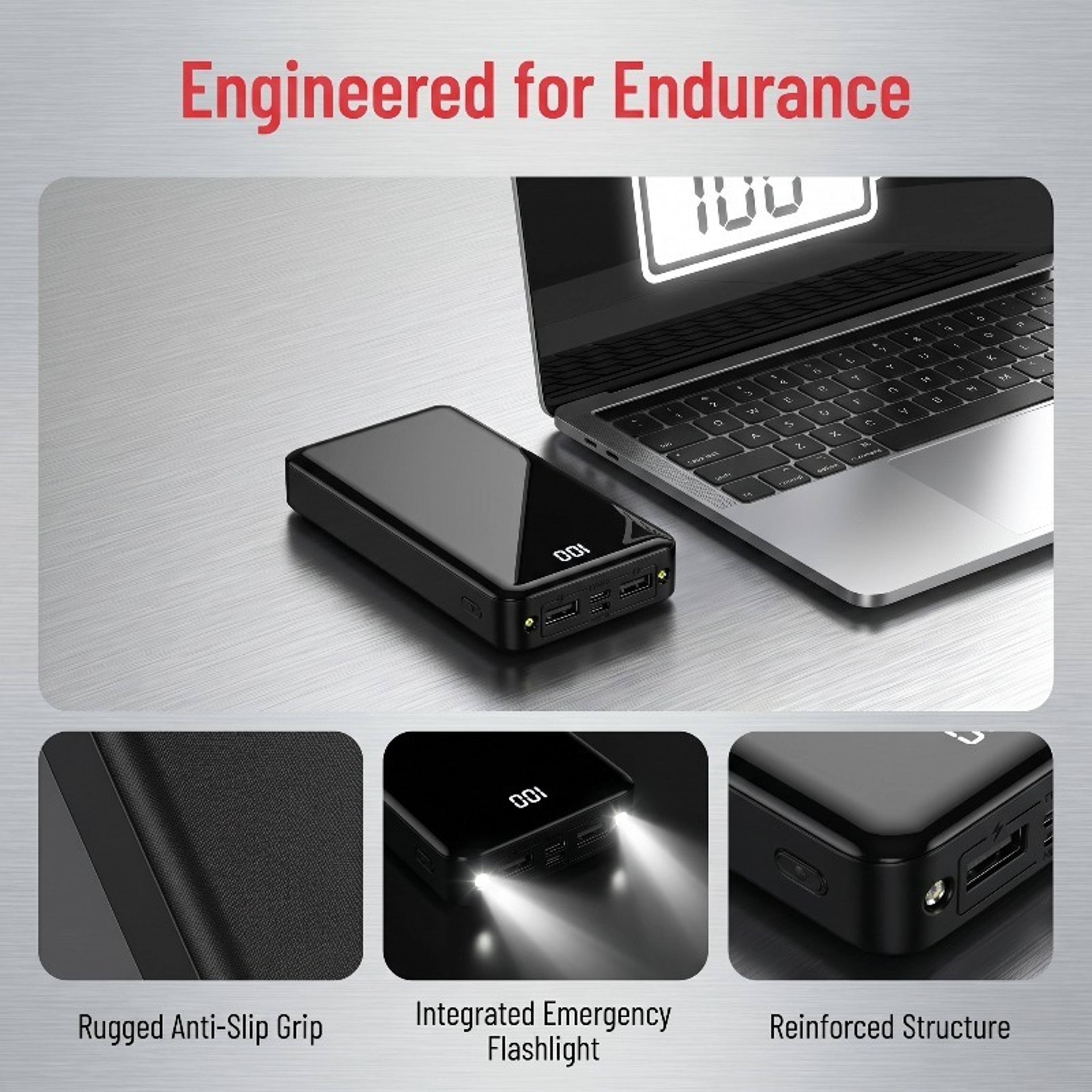 Power Bank Portable Charger With LED Display Flashlight  Multi Port Fast Charging 4