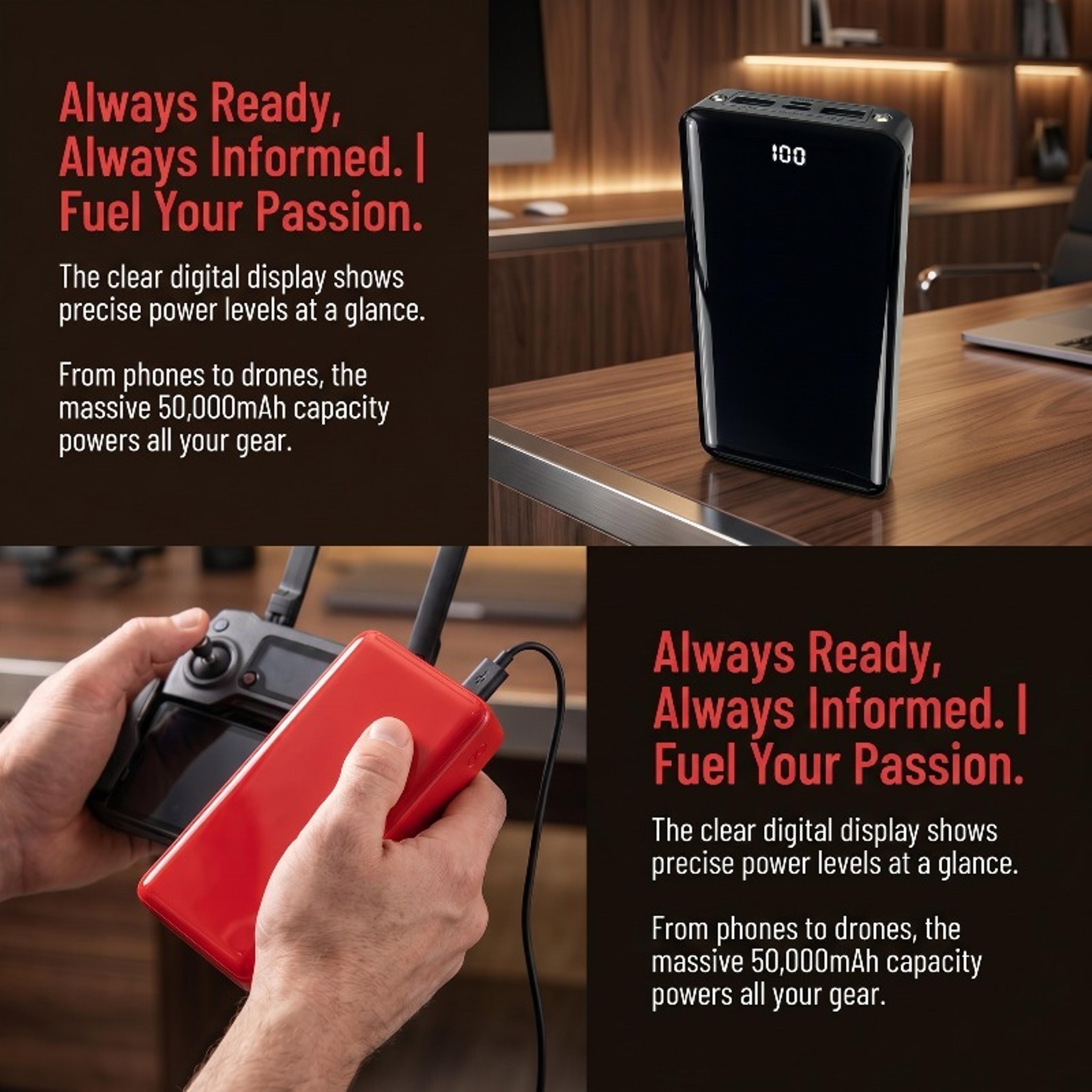 Power Bank Portable Charger With LED Display Flashlight  Multi Port Fast Charging 6