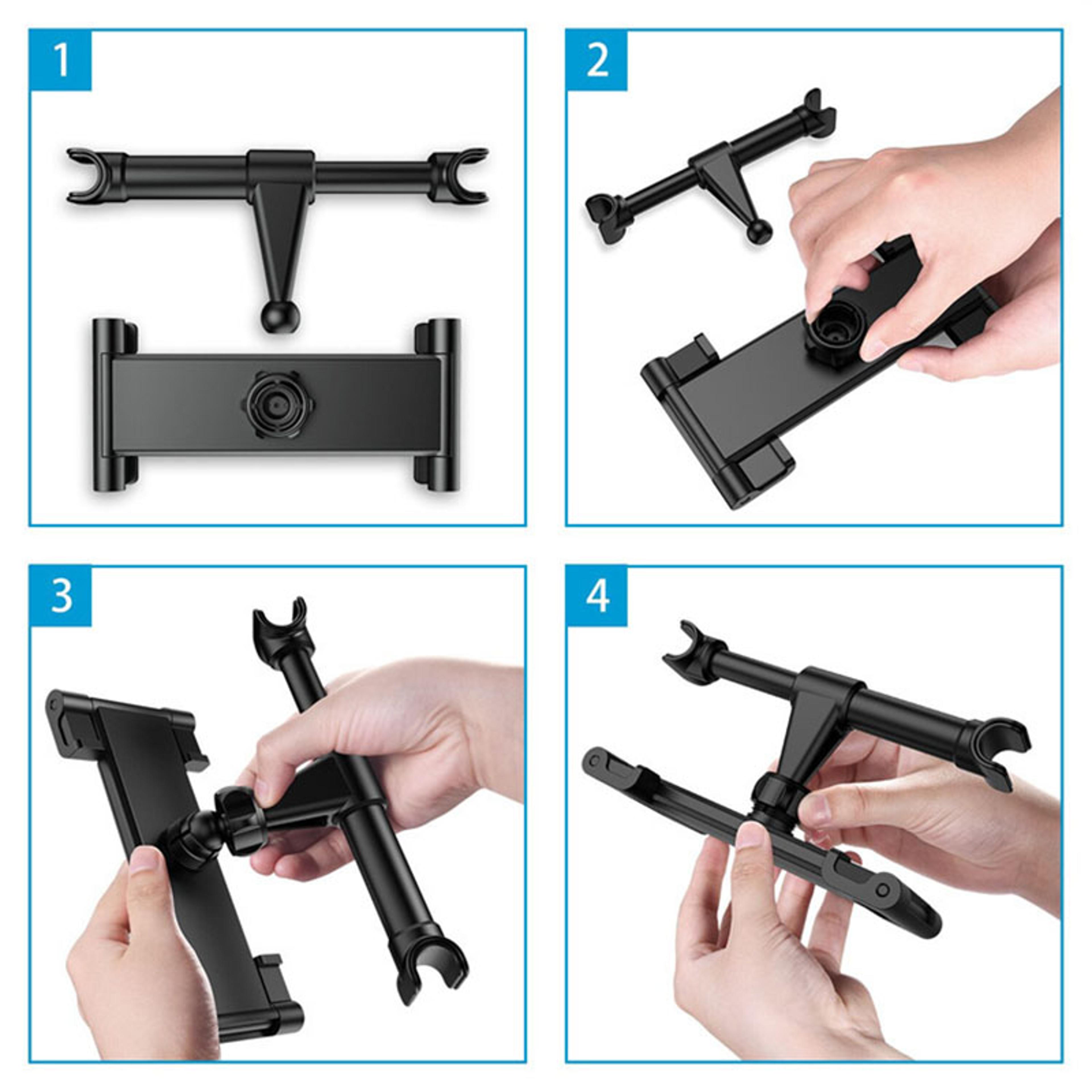 Telescopic Car Headrest Tablet Holder For Phones  Tablets Adjustable Backseat Mount 4