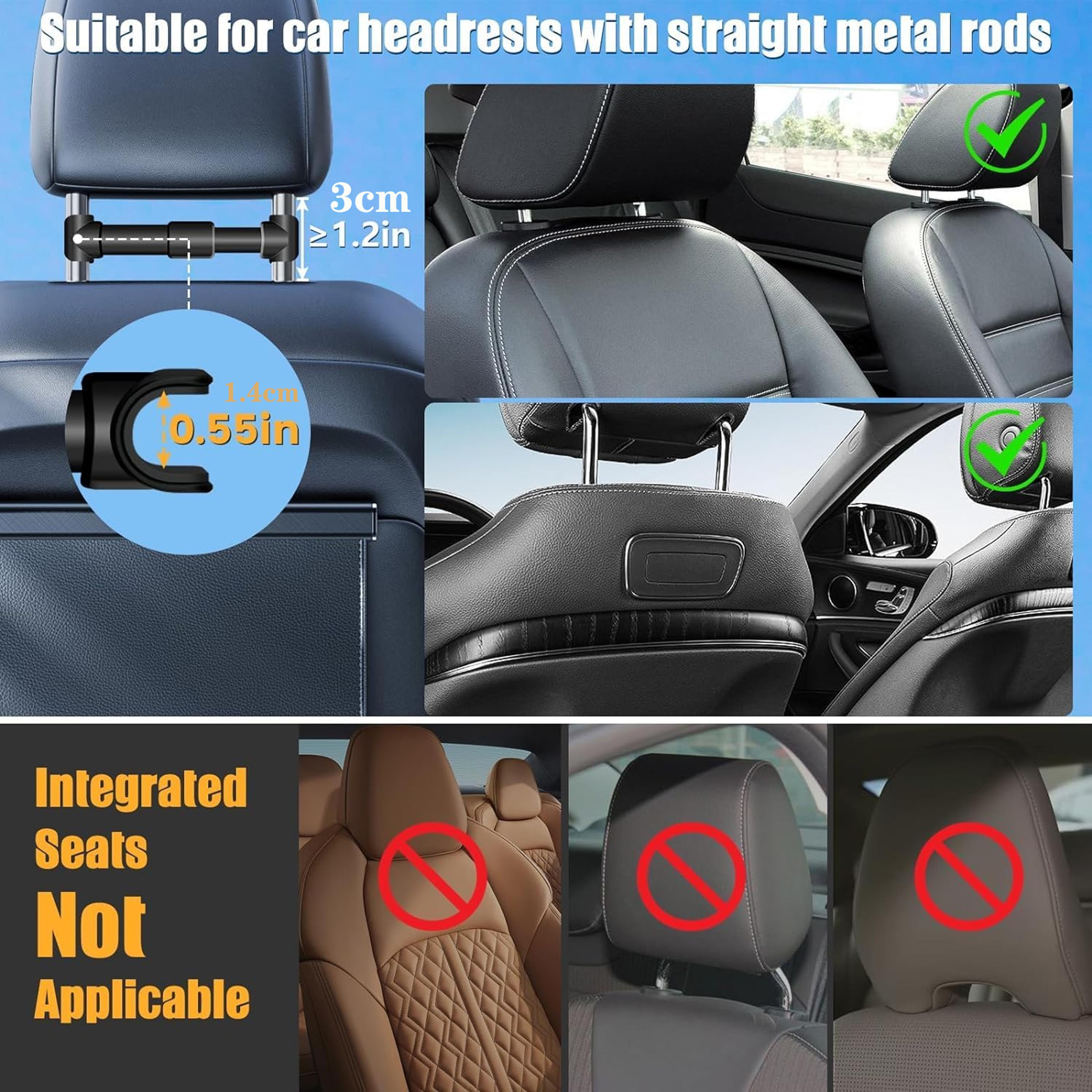 Universal Car Headrest Tablet Mount For IPad Tablets  Phones With Adjustable Viewing 4
