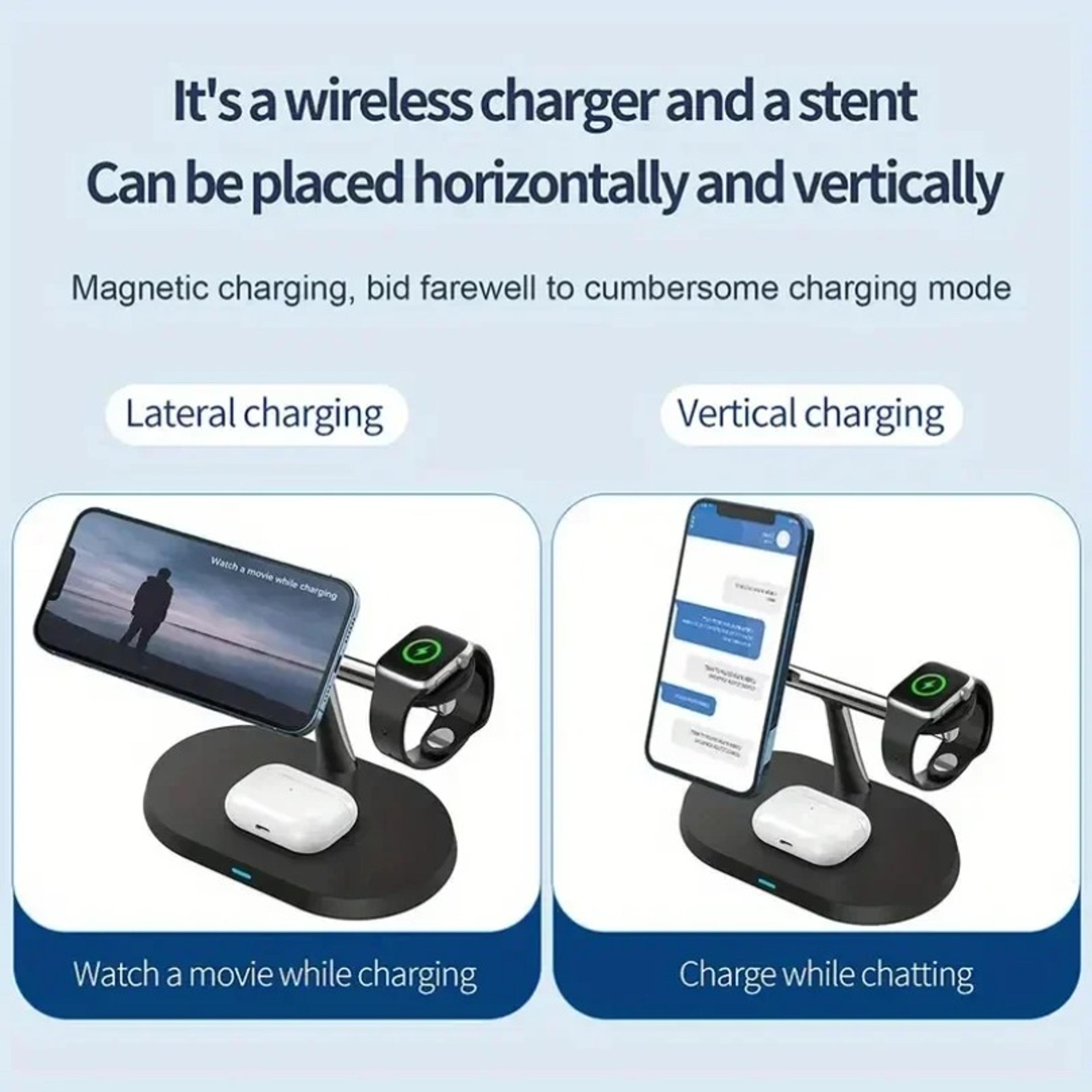 Magnetic Wireless Charger Stand For IPhone Apple Watch  AirPods Fast Charging Dock 5