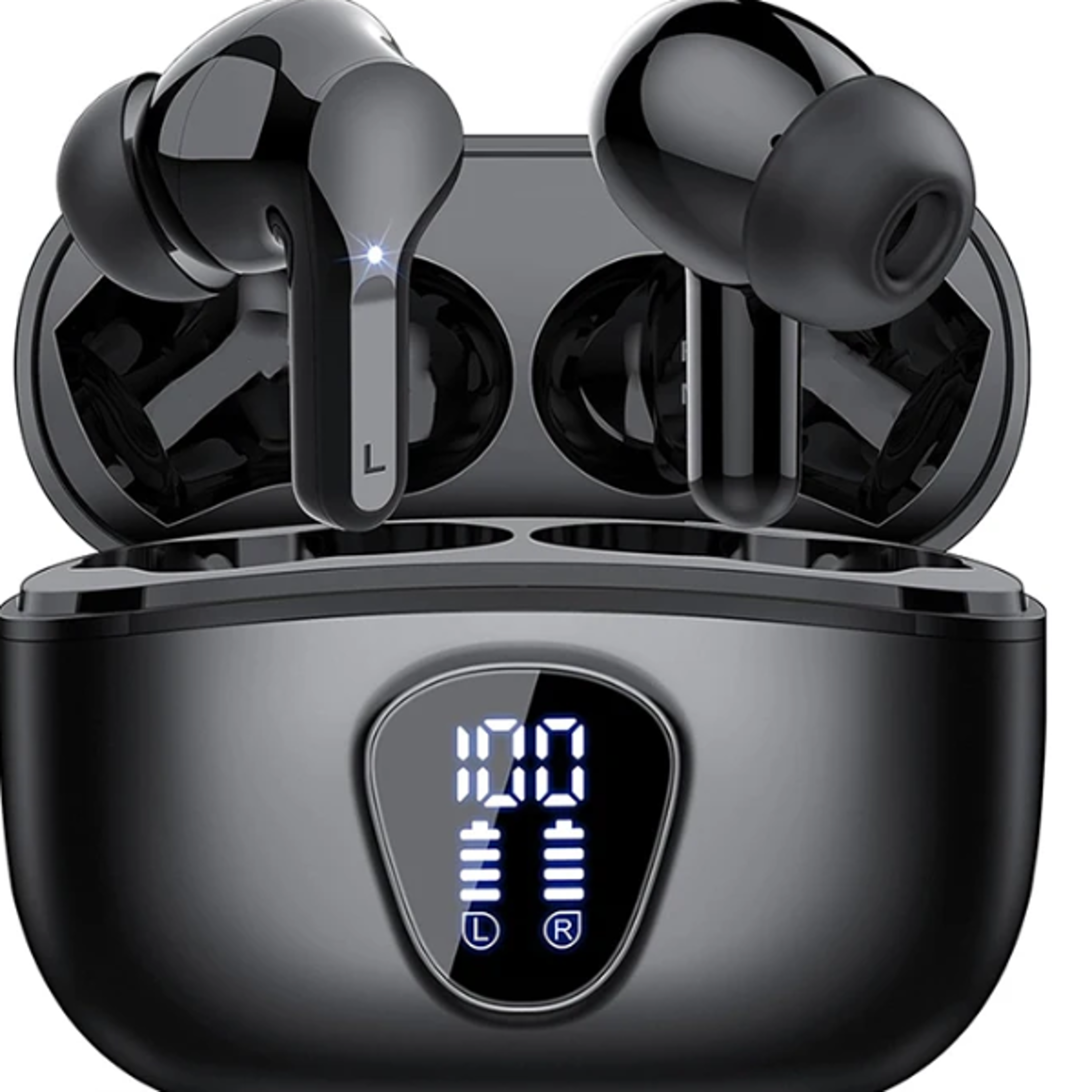 bluetooth wireless earbuds with enc noise cancelling playtime & led display