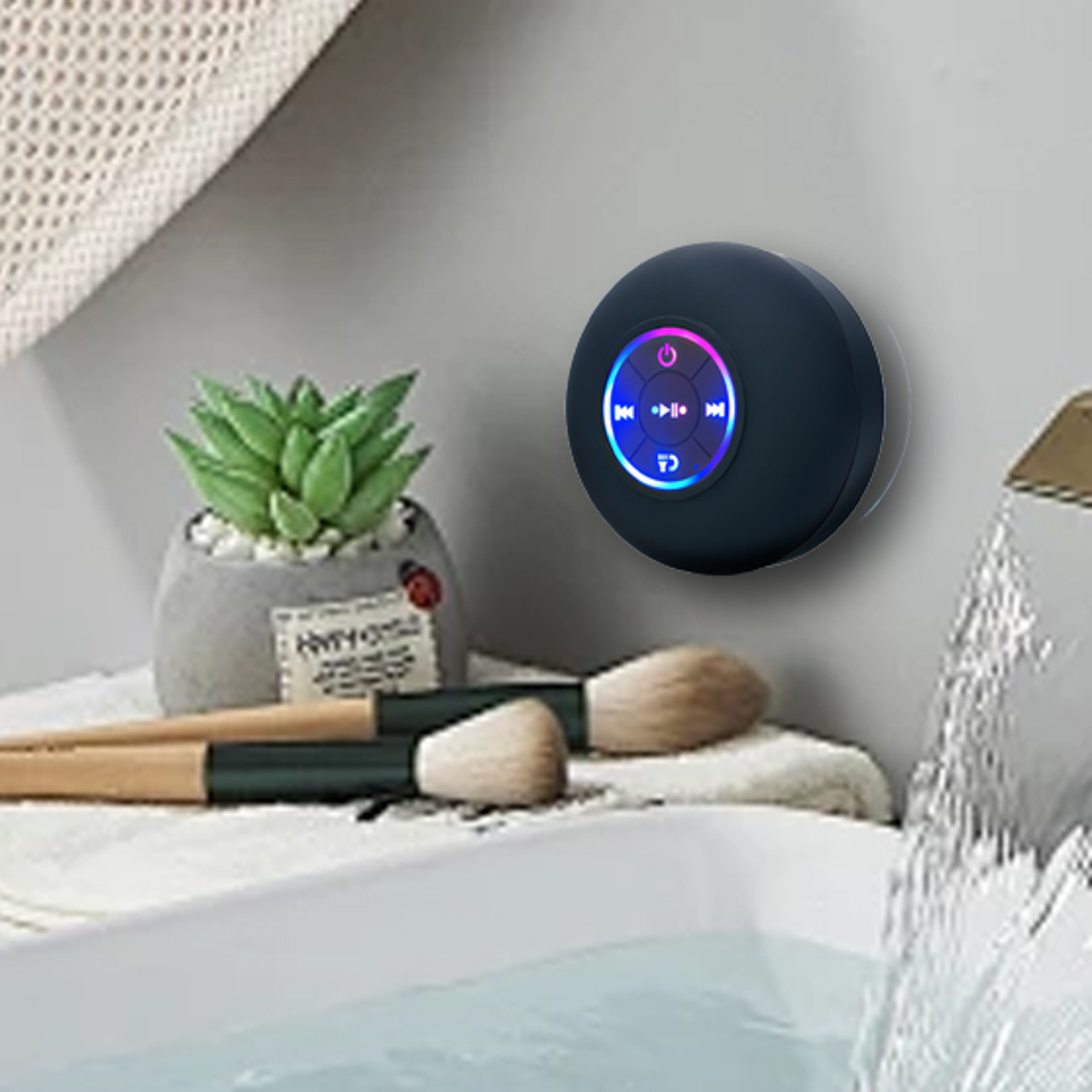 portable bluetooth speaker with suction cup led light ipx4 waterproof wireless stereo speaker