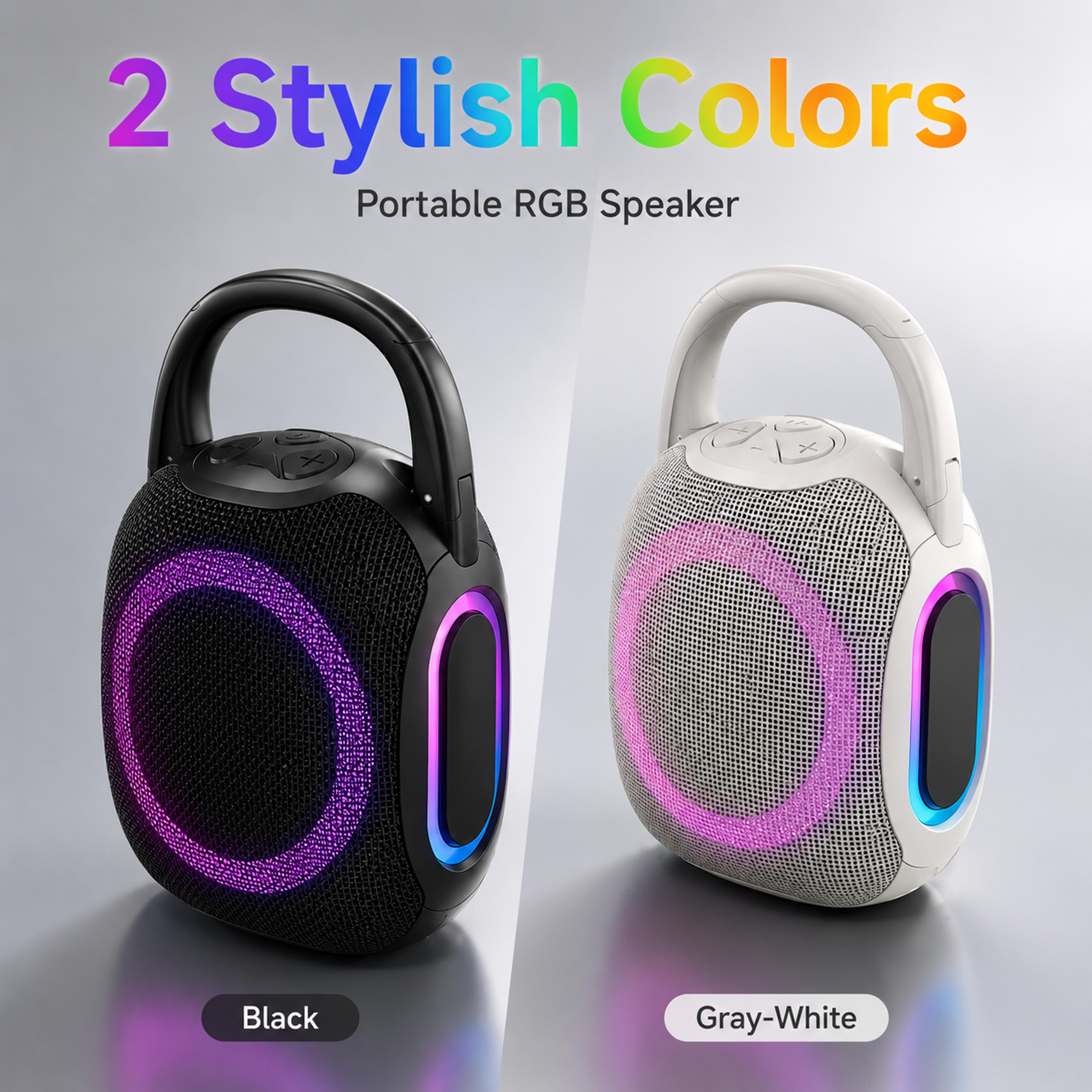 Portable Bluetooth Speaker Waterproof RGB Wireless Speaker With FM Radio  Type C Charging 5