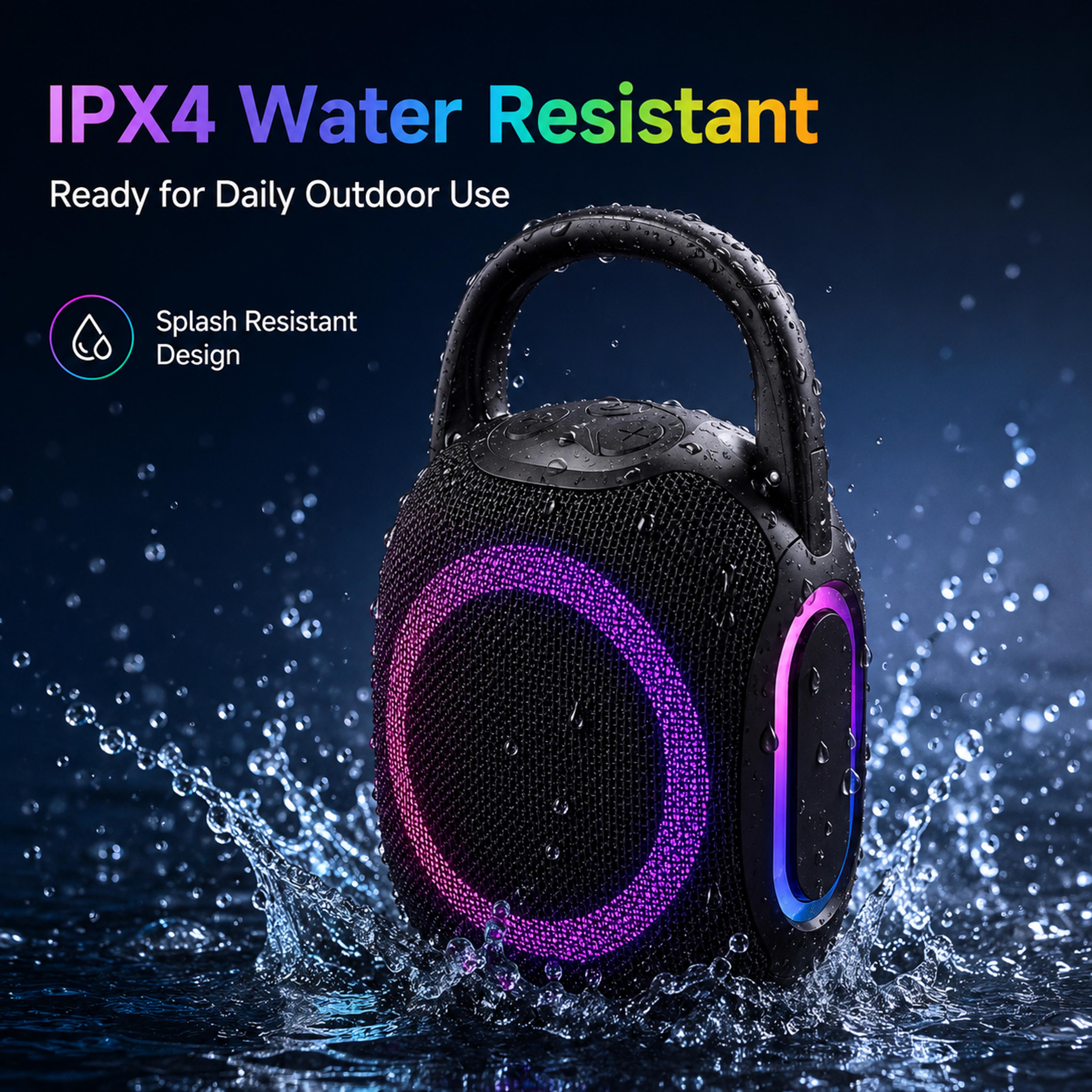 Portable Bluetooth Speaker Waterproof RGB Wireless Speaker With FM Radio  Type C Charging 8