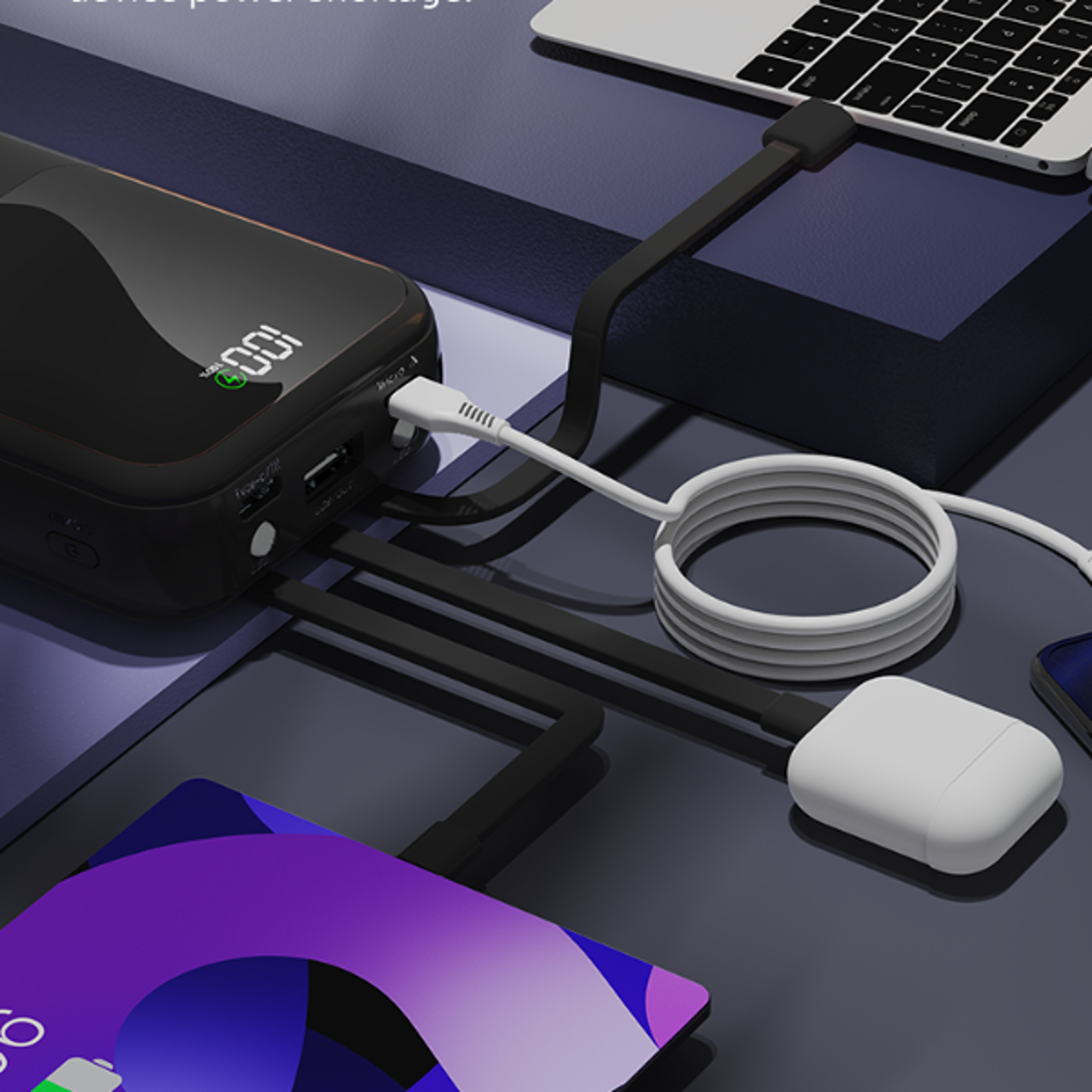 portable power bank with built in cable fast charging universal phone charger