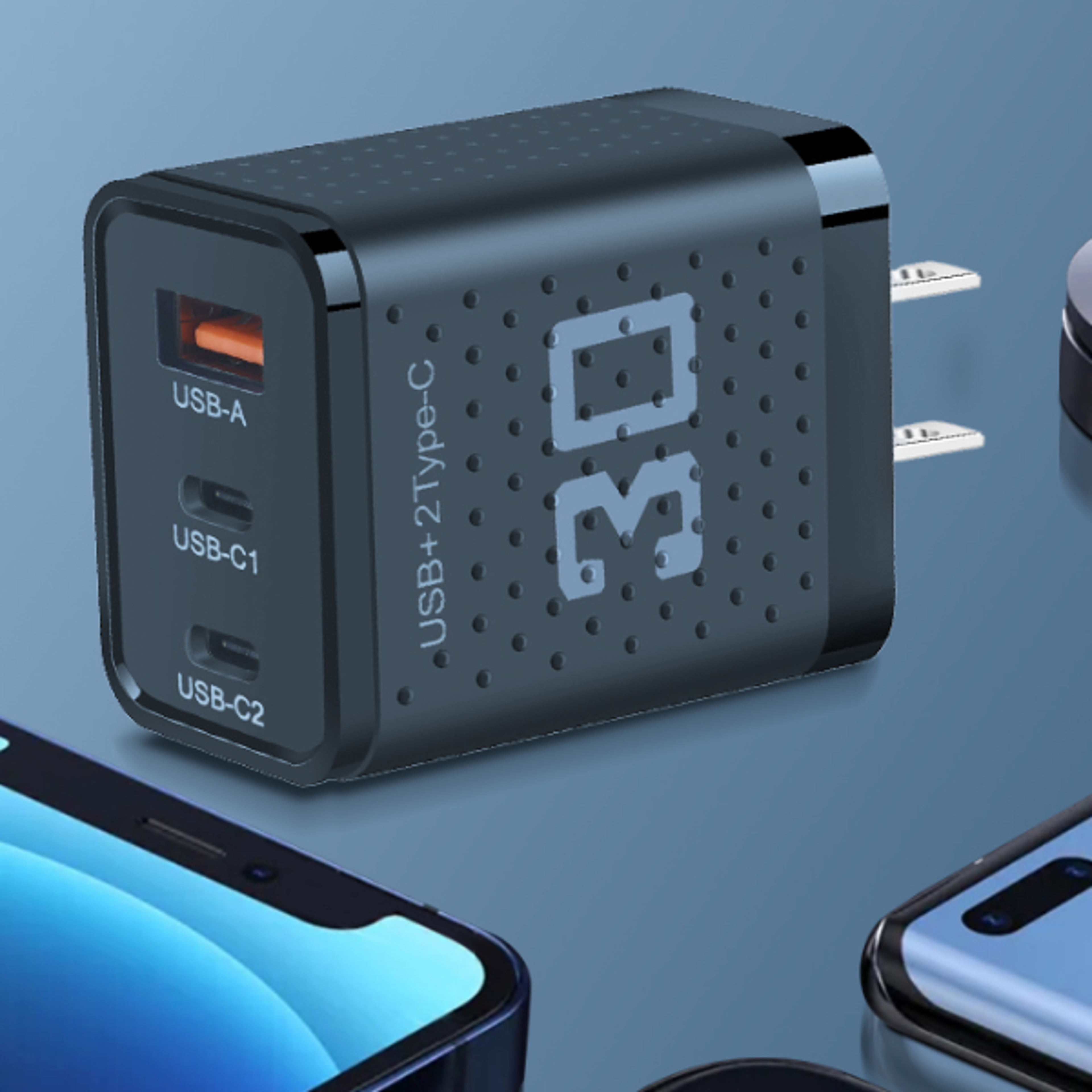 usb c charger port fast charger block for iphone android & usb devices