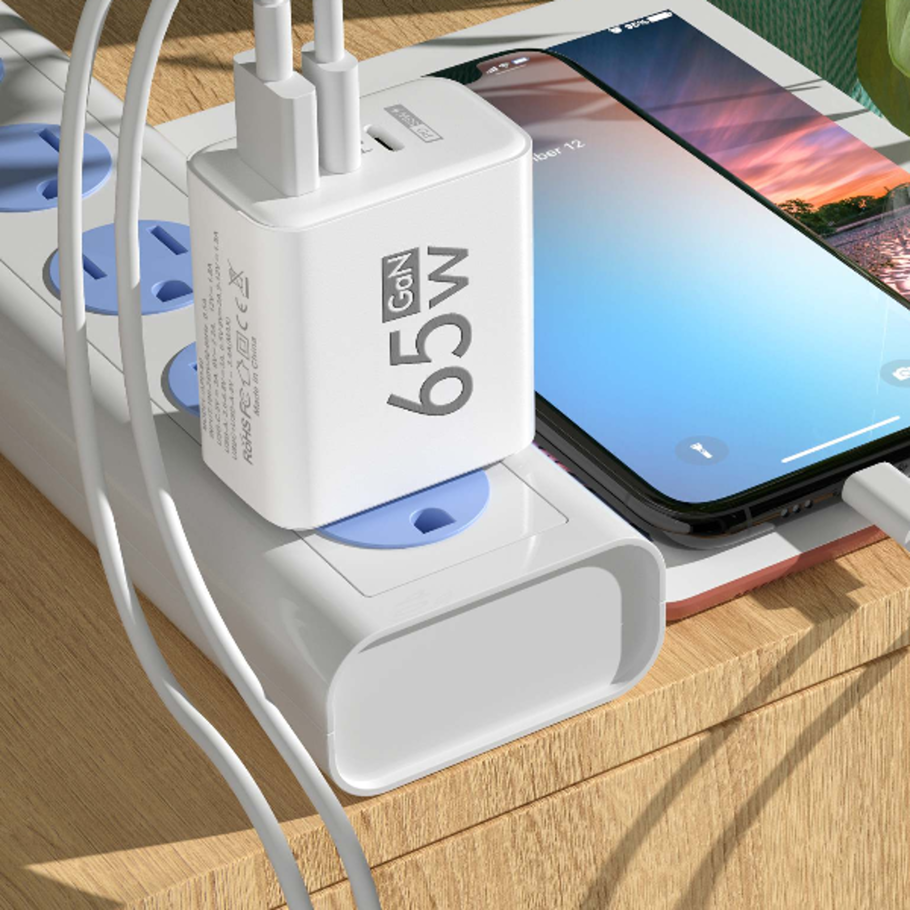 usb c pd charger 3 port fast charging wall adapter