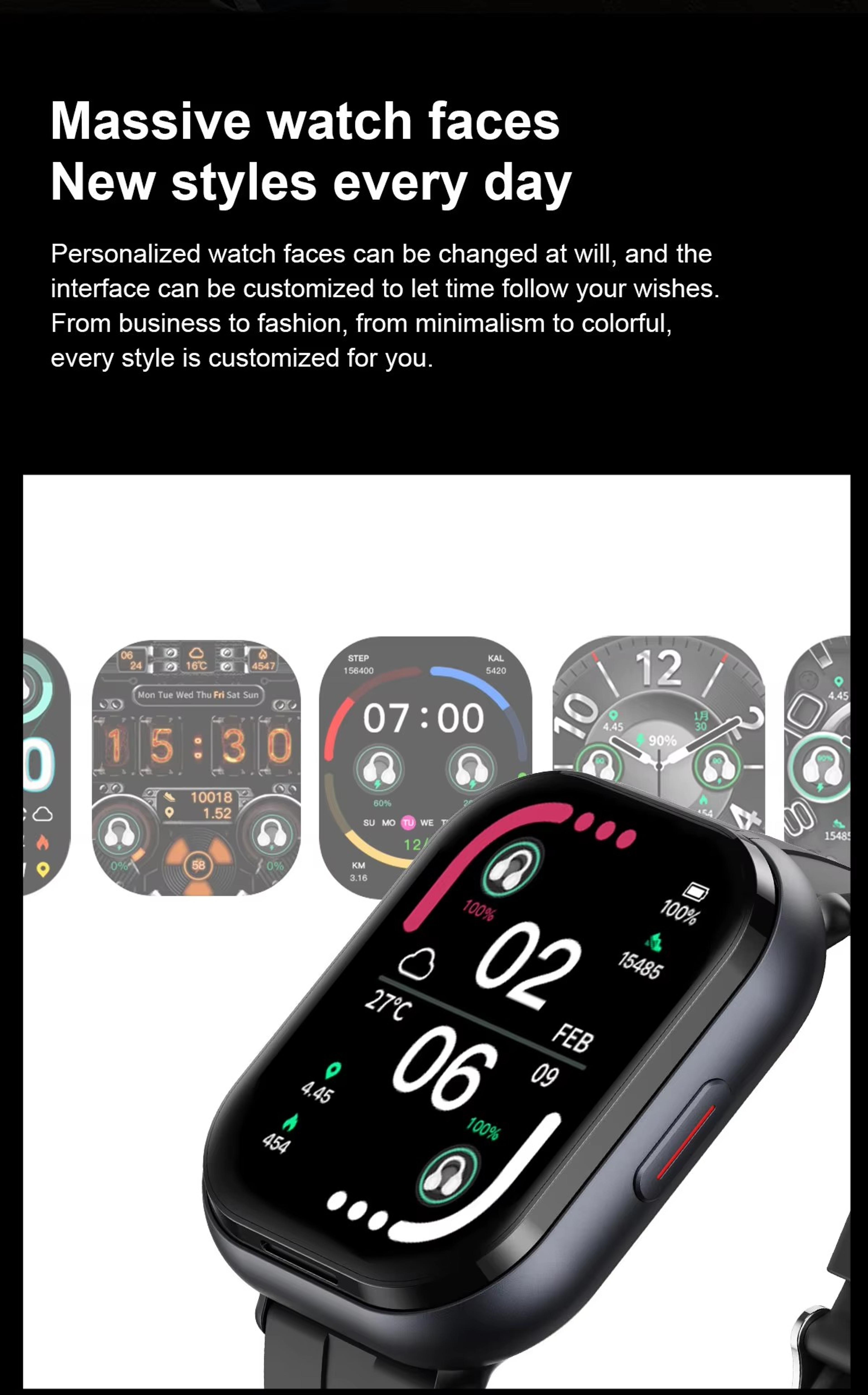 Bluetooth Smartwatch With Earbuds Fitness Tracker For Android And IPhone 2