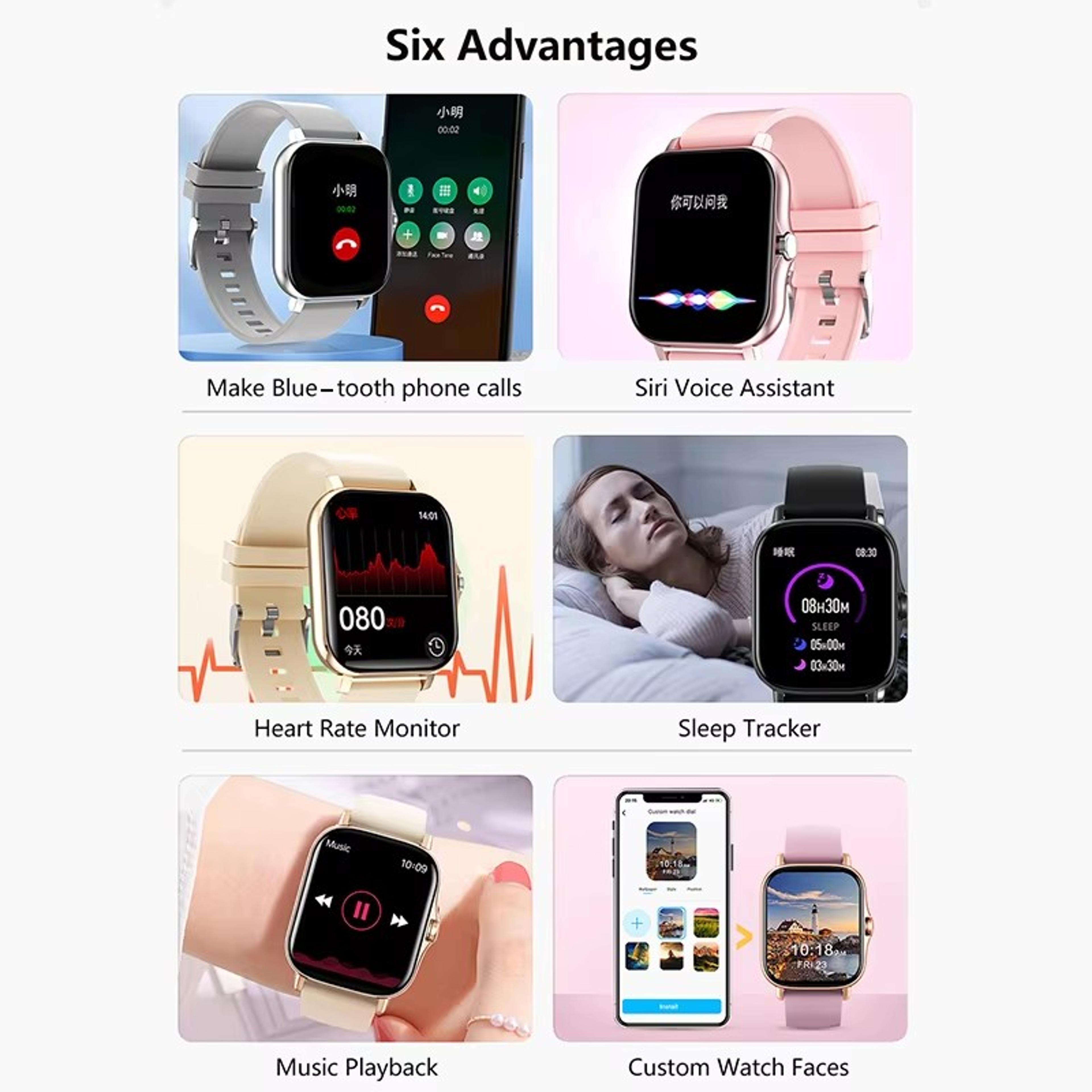 Bluetooth Smartwatch Fitness Tracker With Health Monitor And Waterproof 5