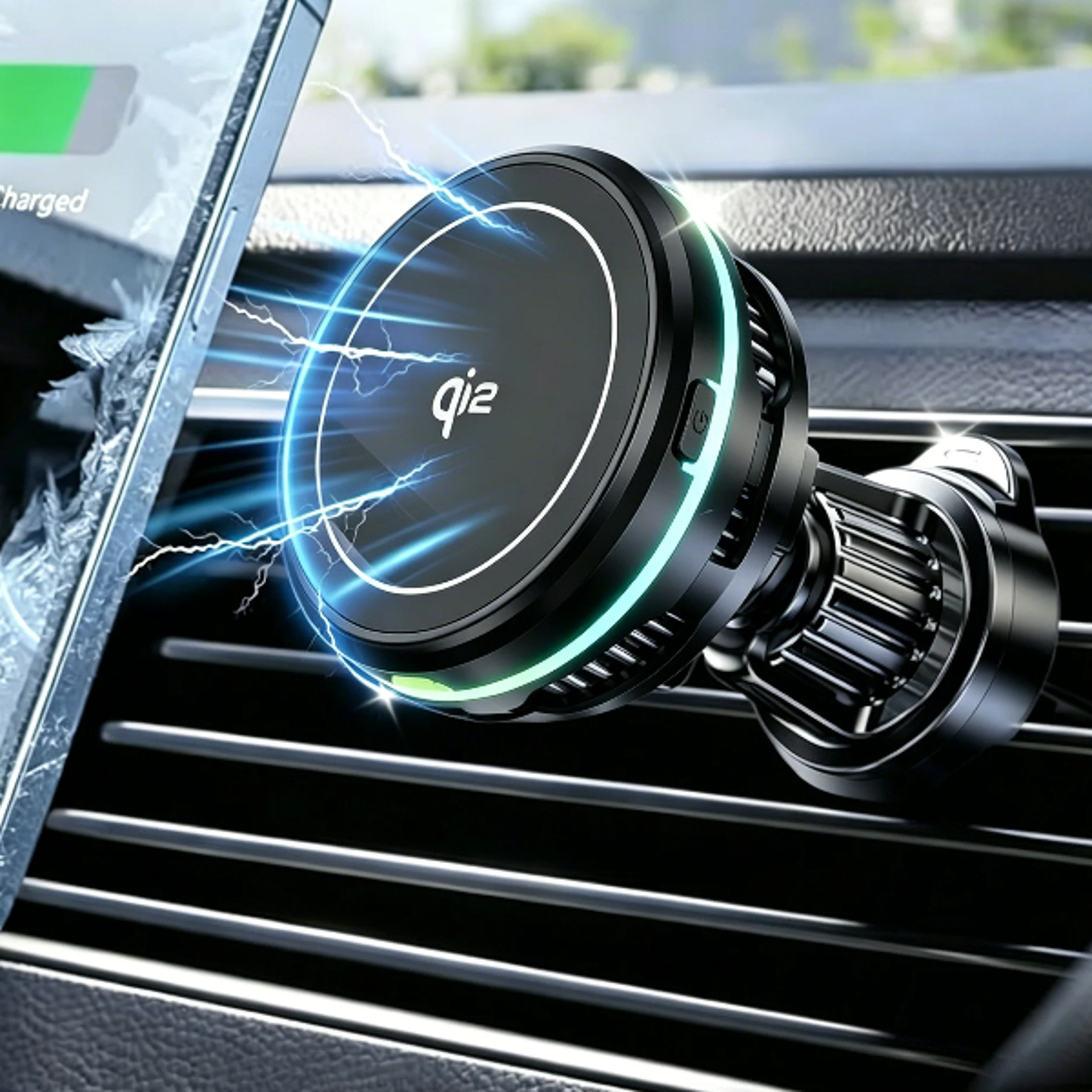 dual cooling magnetic wireless car charger with magsafe air vent phone mount