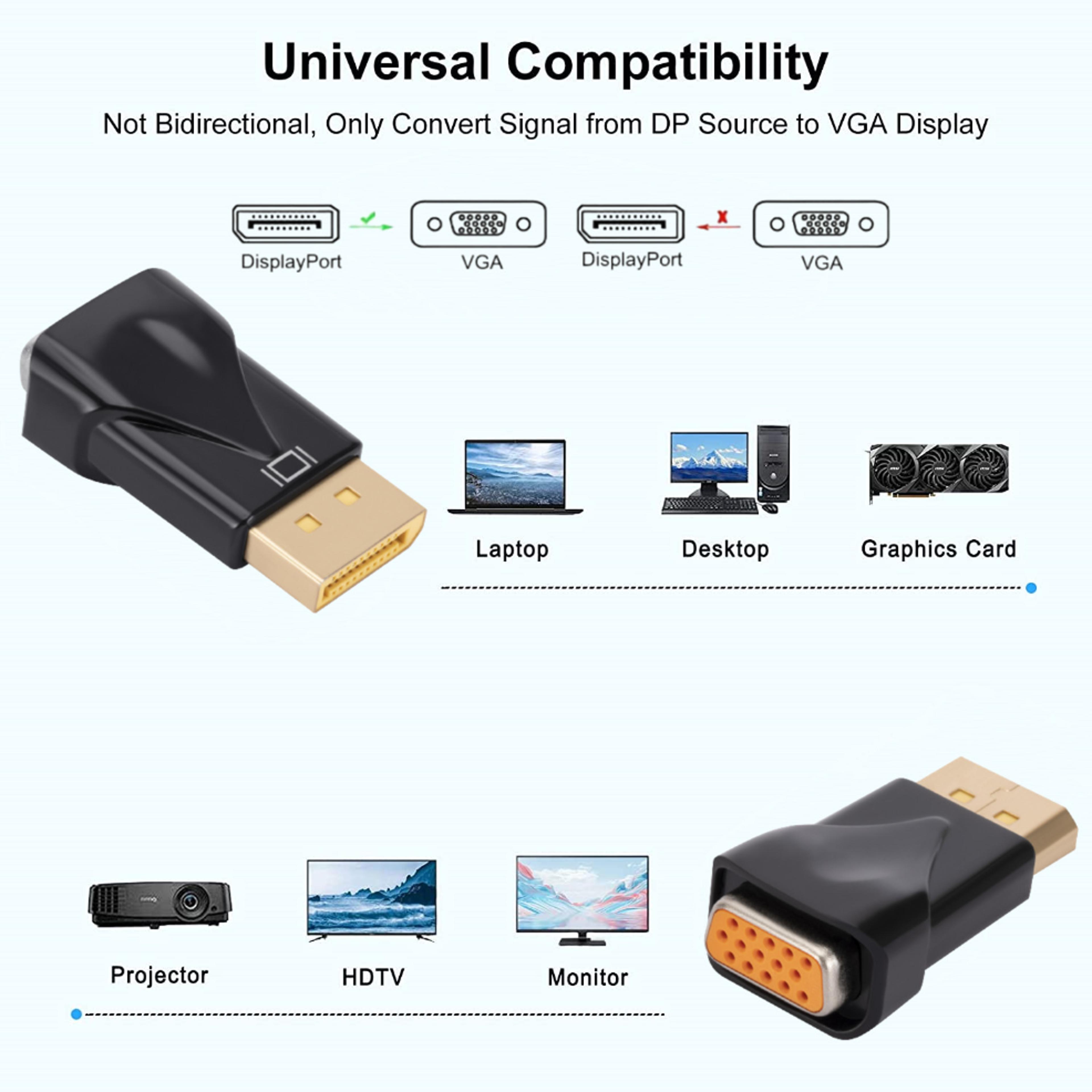 Display Port To VGA Adapter DP To VGA Converter For PC Laptop Monitor Projector 1