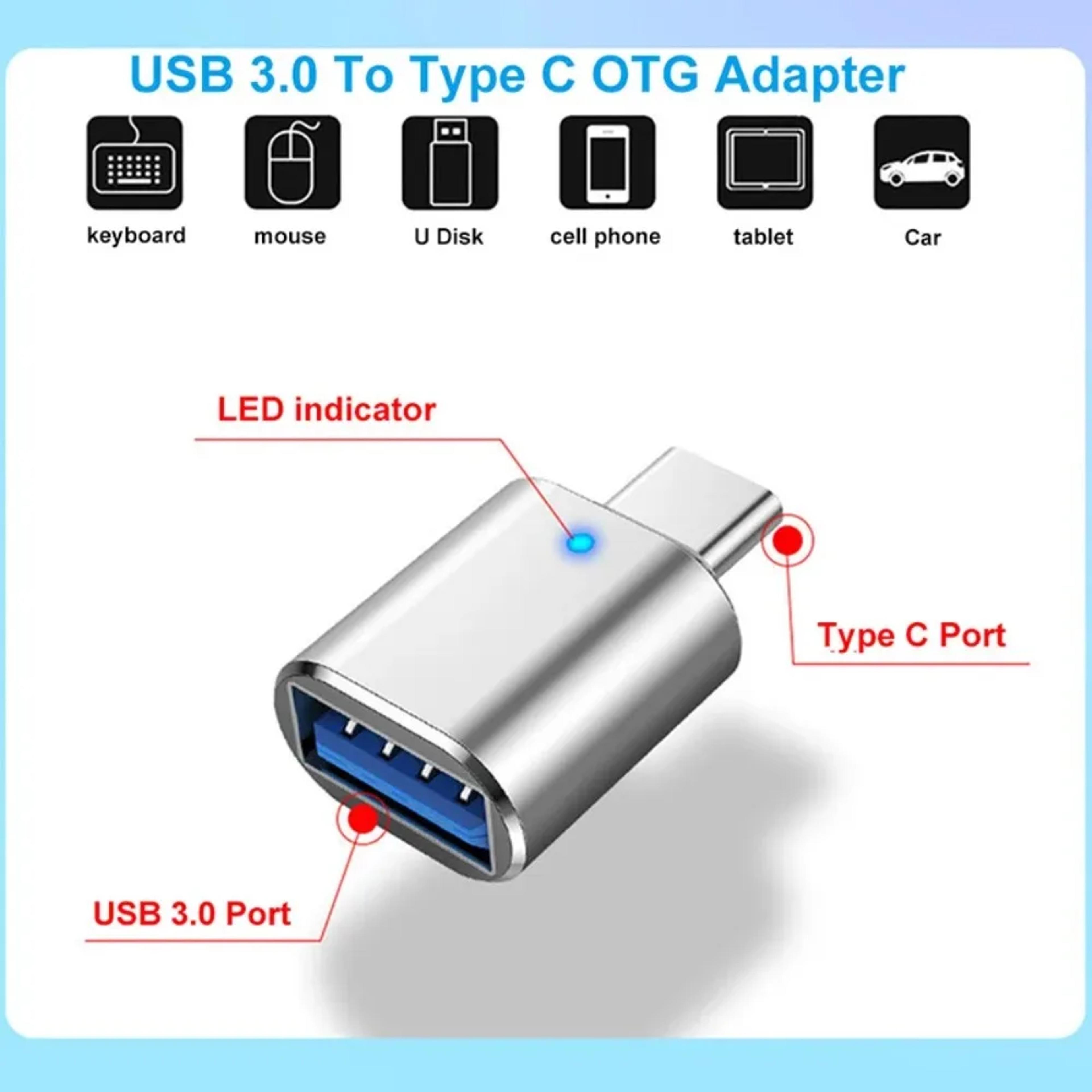 USB C To USB OTG Adapter Fast Data Transfer USB A To USB C Converter With LED Indicator 4