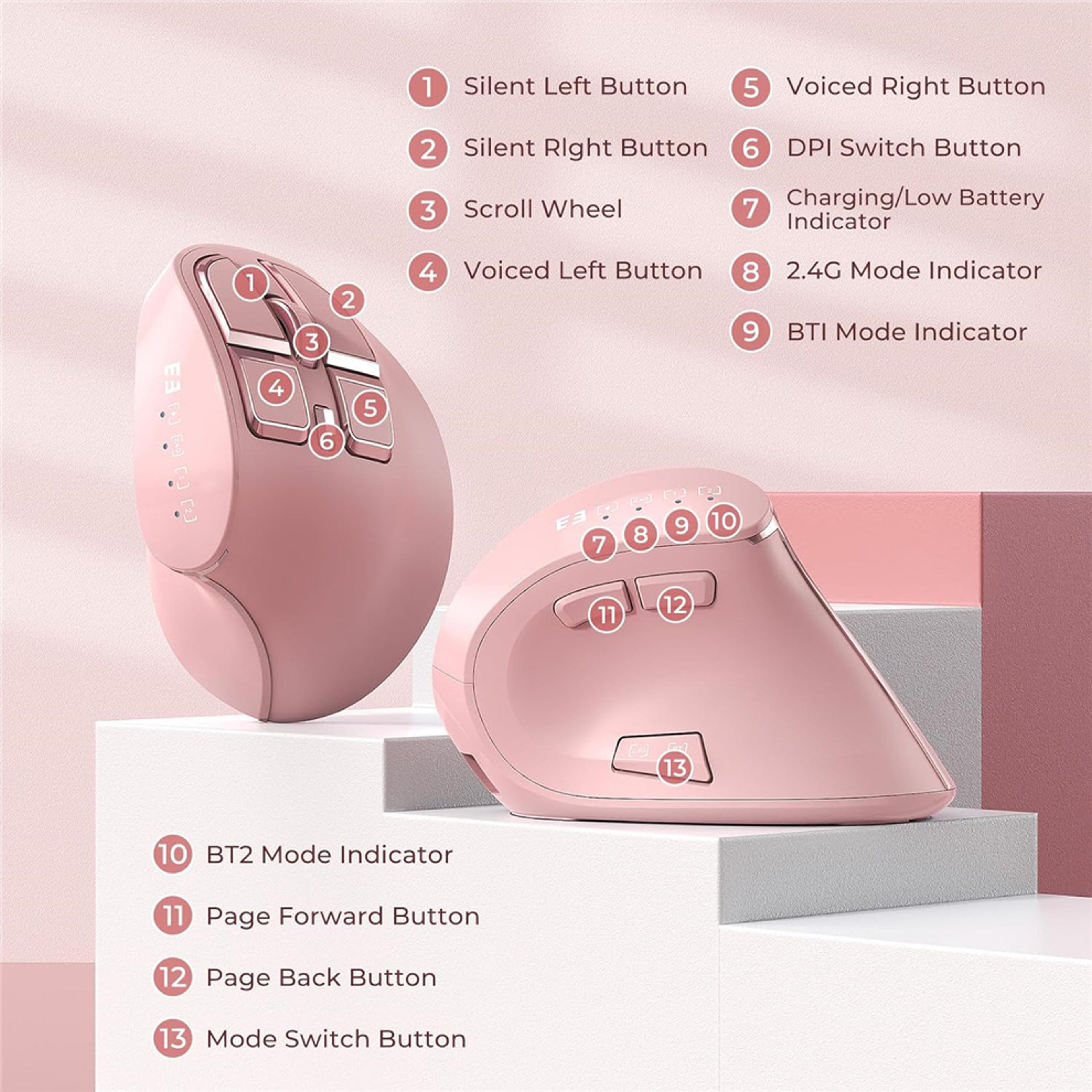 Bluetooth Vertical Mouse Rechargeable Wireless Ergonomic Mouse For IPad Laptop PC Mac 2