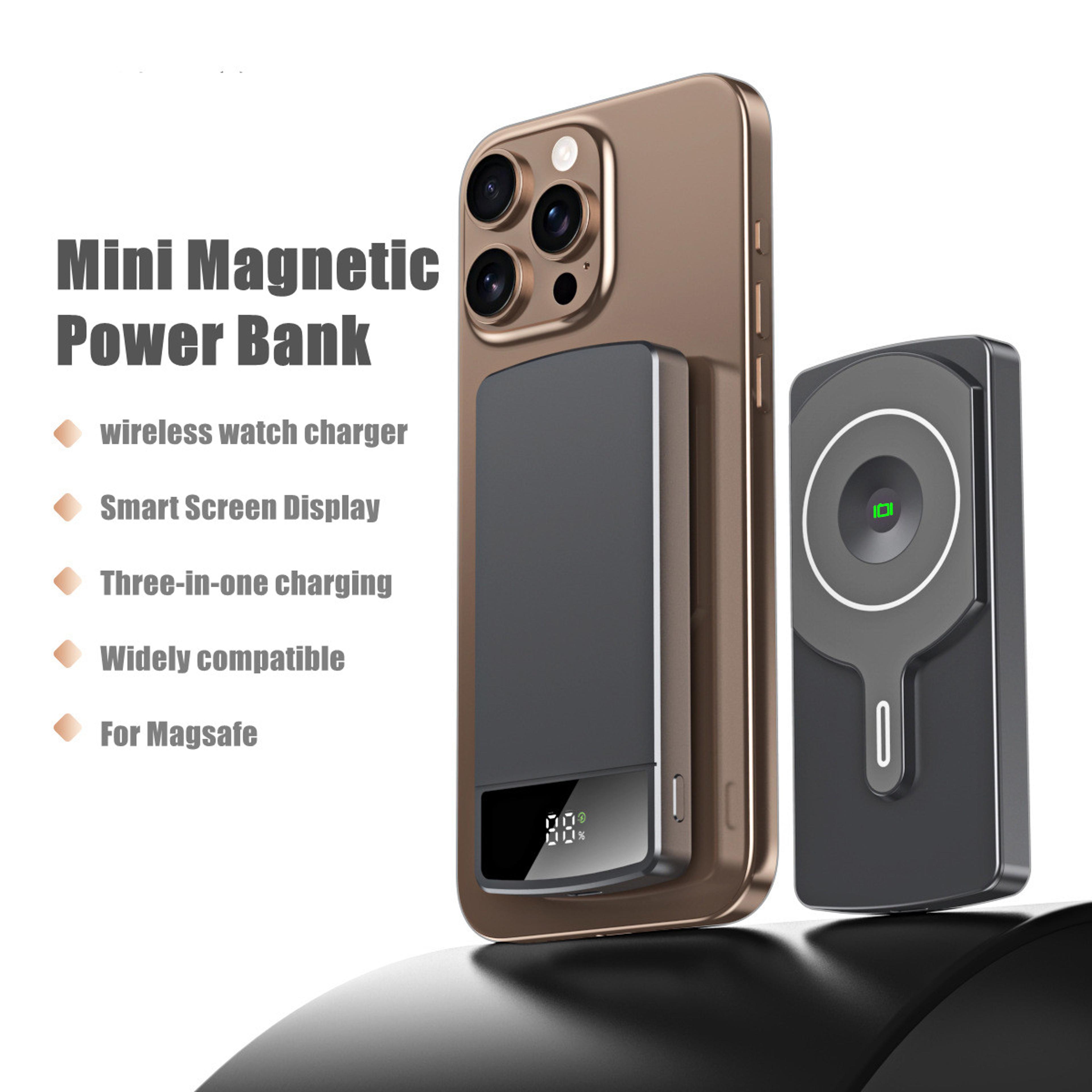 MagSafe Power Bank Mini Magnetic Wireless Charger With LED Display For IPhone Samsung Apple Watch 1