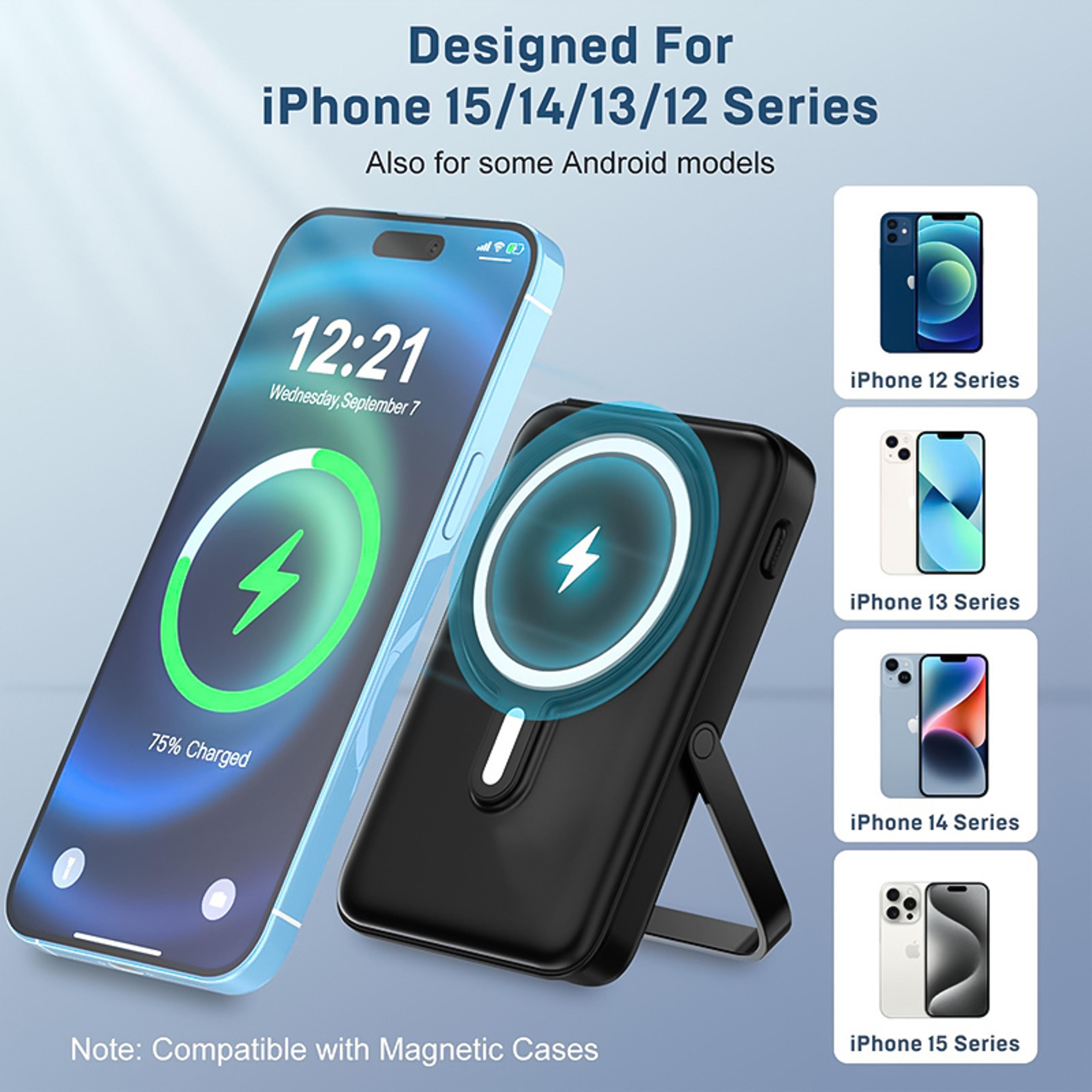 Magnetic Power Bank Fast Charging Wireless Portable Charger With Stand For IPhone 3