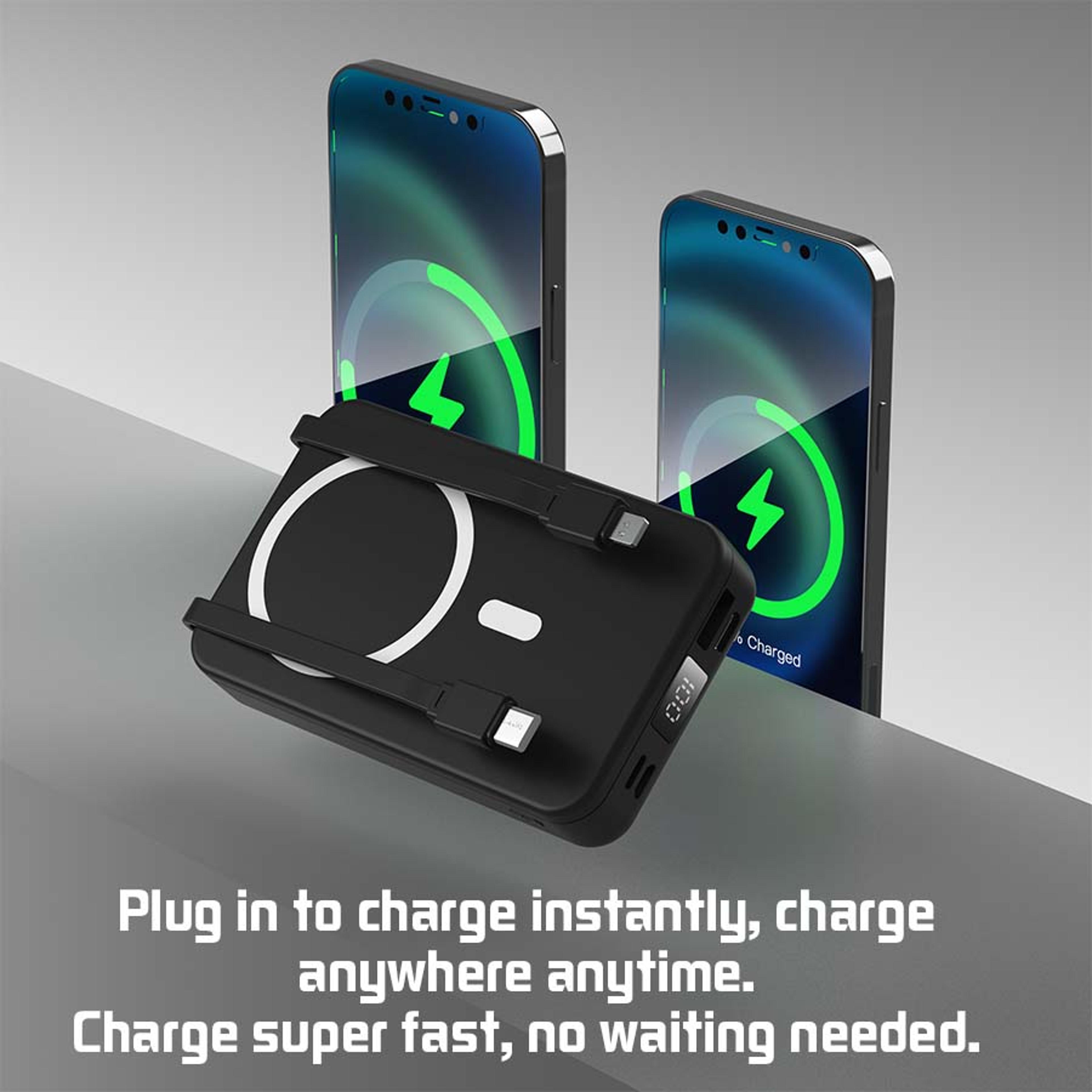 Magnetic Power Bank Fast Charging Wireless Portable Charger With Stand For IPhone 10
