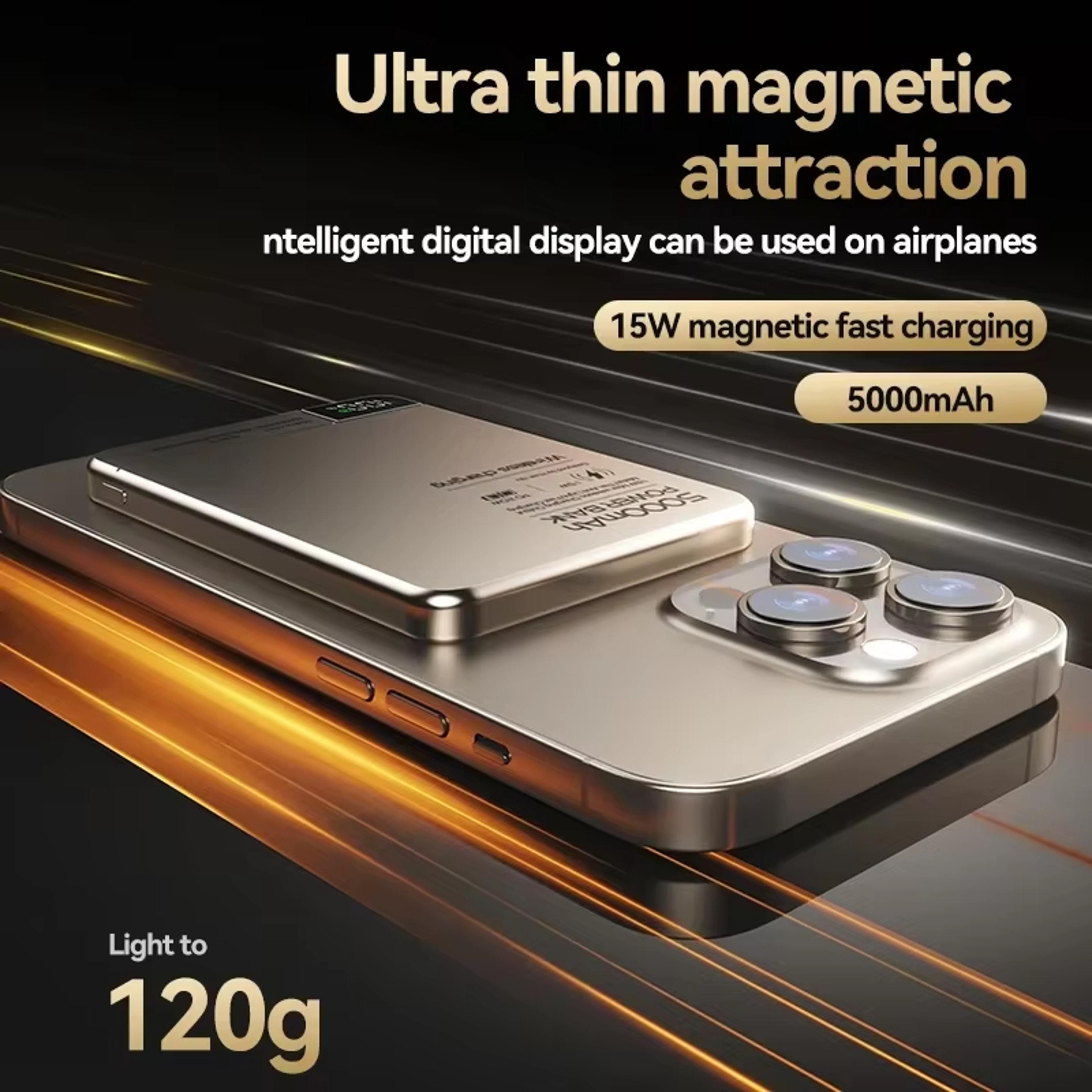 MagSafe Power Bank Wireless Magnetic Portable Charger With Digital Display Fast Charging For IPhone 6