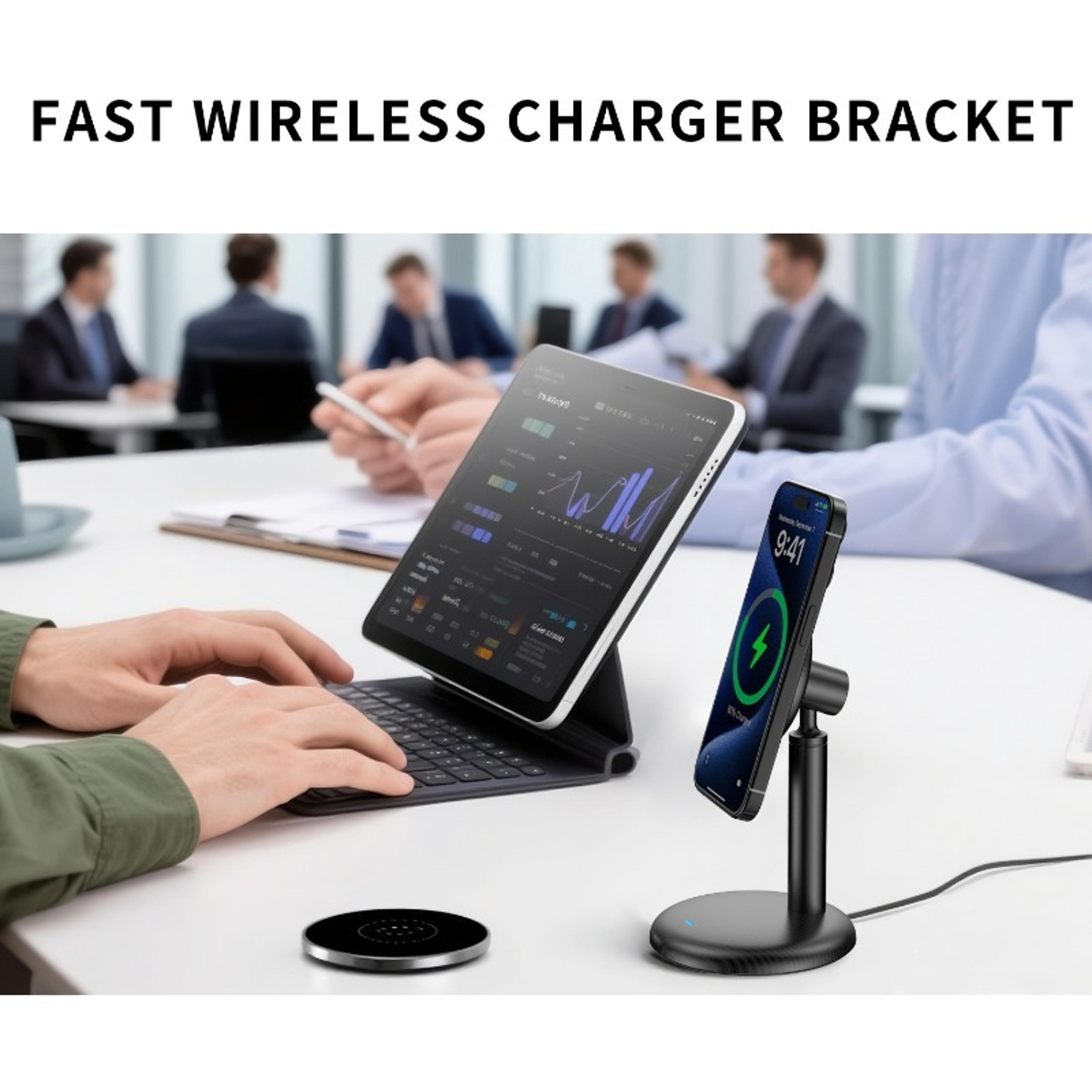Magnetic Wireless Charger Stand Fast Charging Dock For IPhone Samsung Xiaomi 2