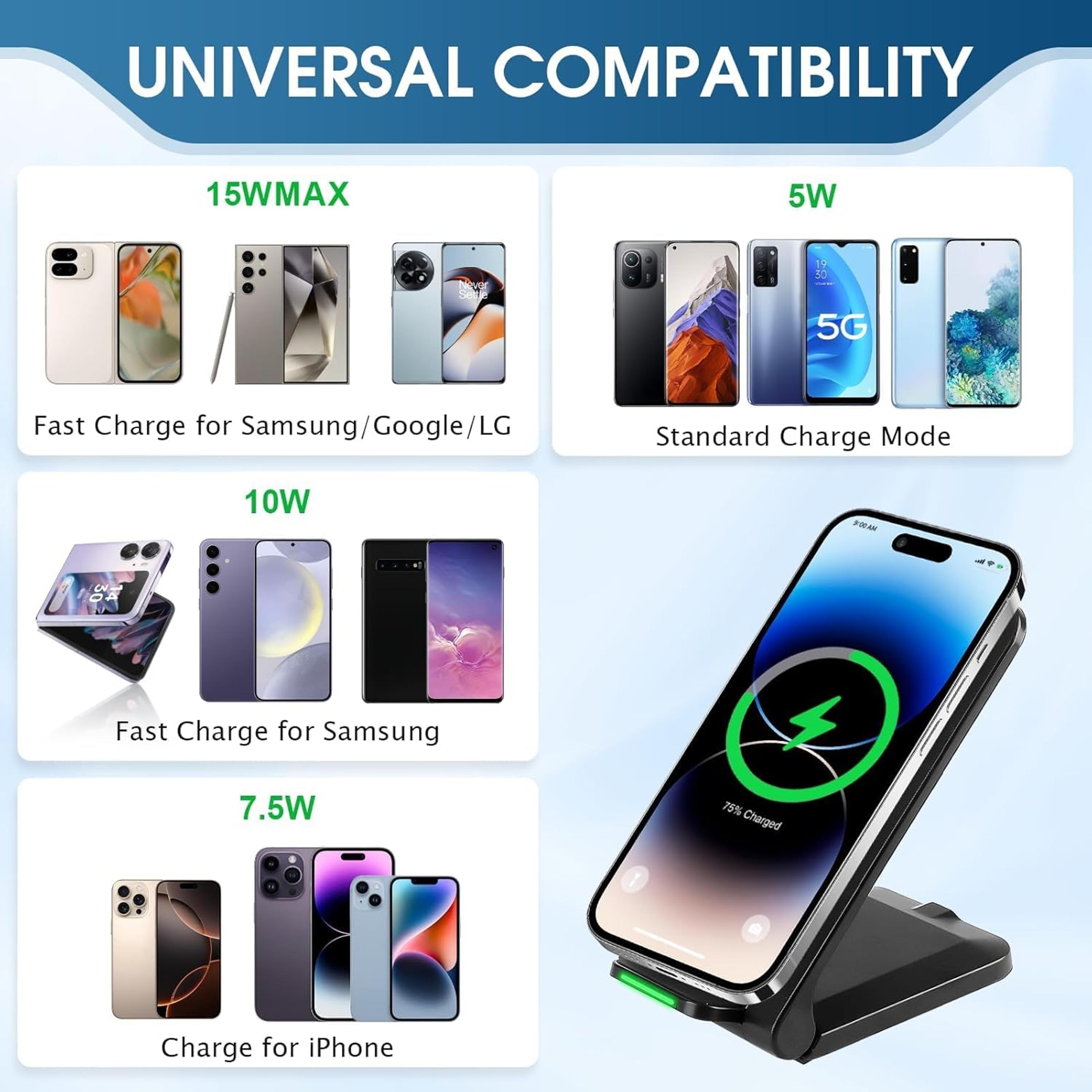 Wireless Charging Station Fast Charger Stand For IPhone Samsung Xiaomi Earbuds 3