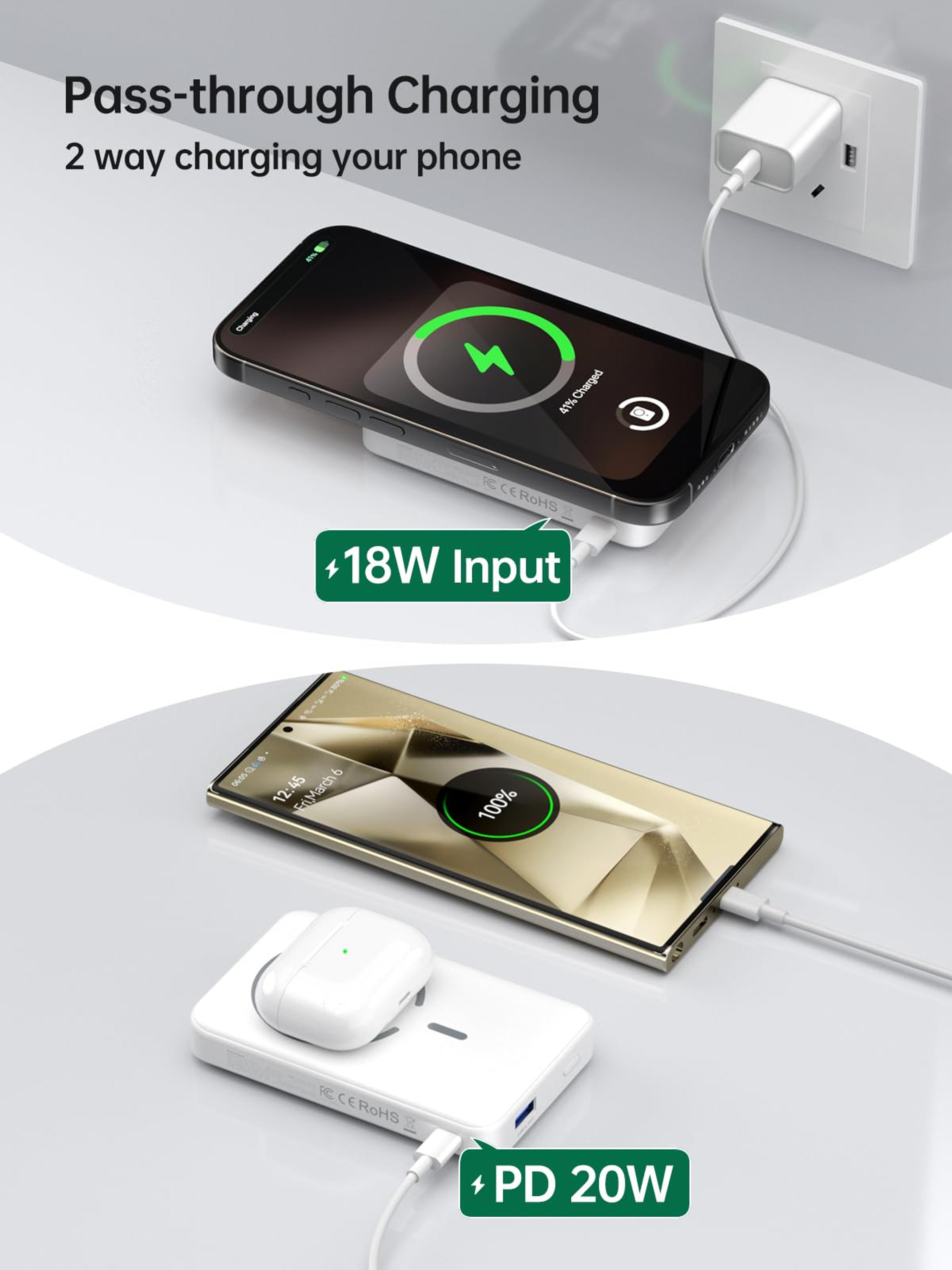 Magnetic Power Bank Wireless Portable Charger For IPhone And Apple Watch 4