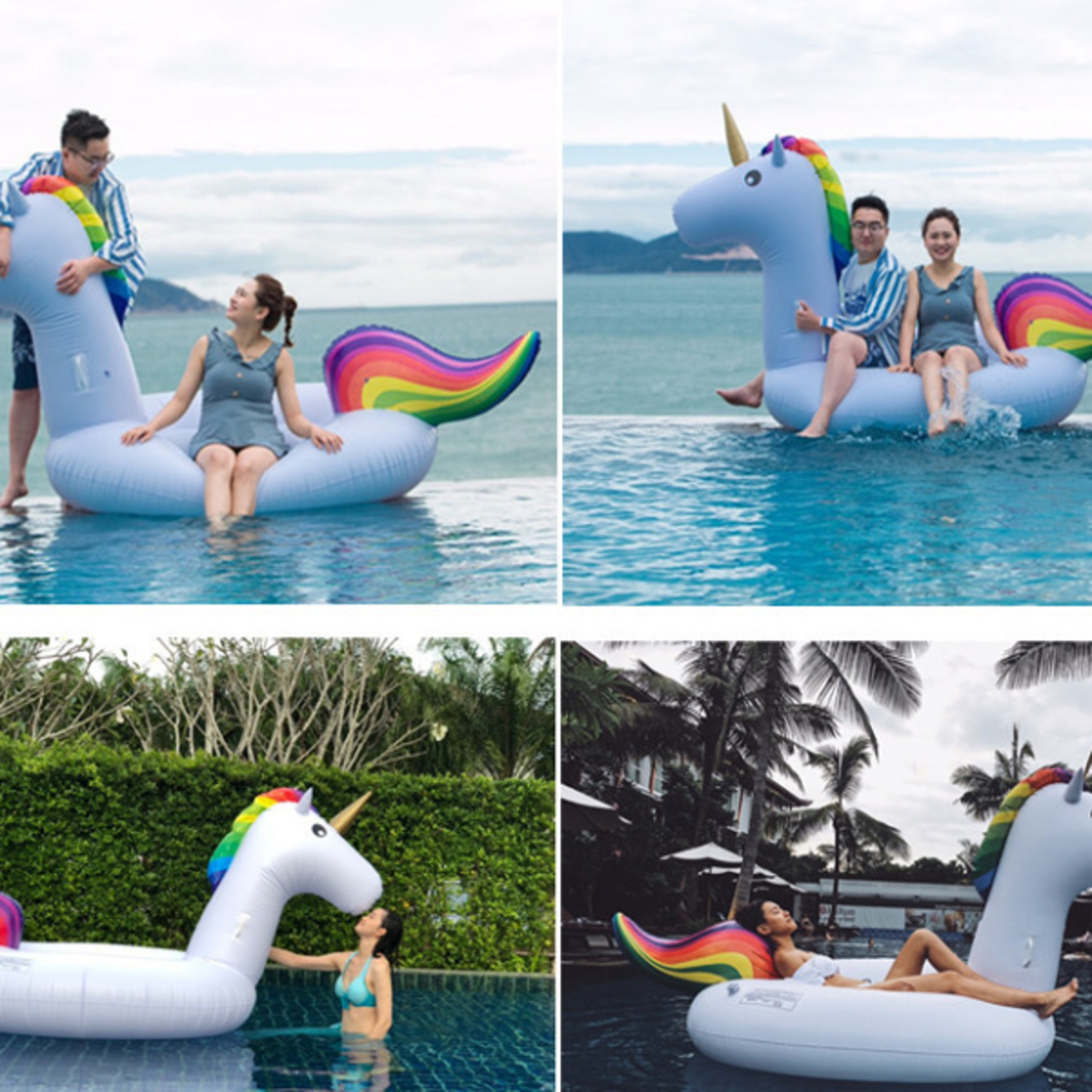 magical unicorn pool float giant inflatable pool float ride on for adults & kids