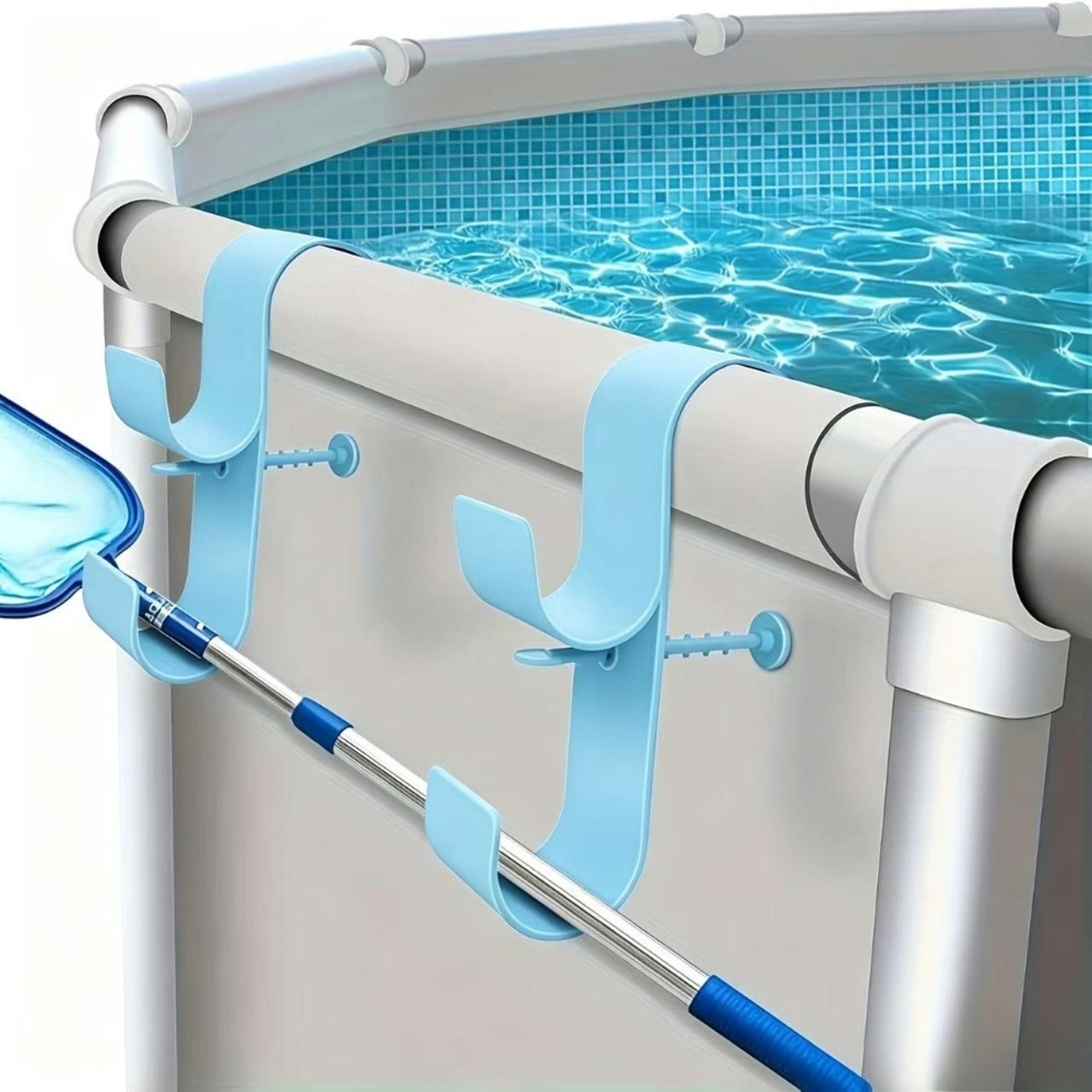 Adjustable Pool Pole Holder Set For Above Ground Pools With Tool Organizer Hooks 1