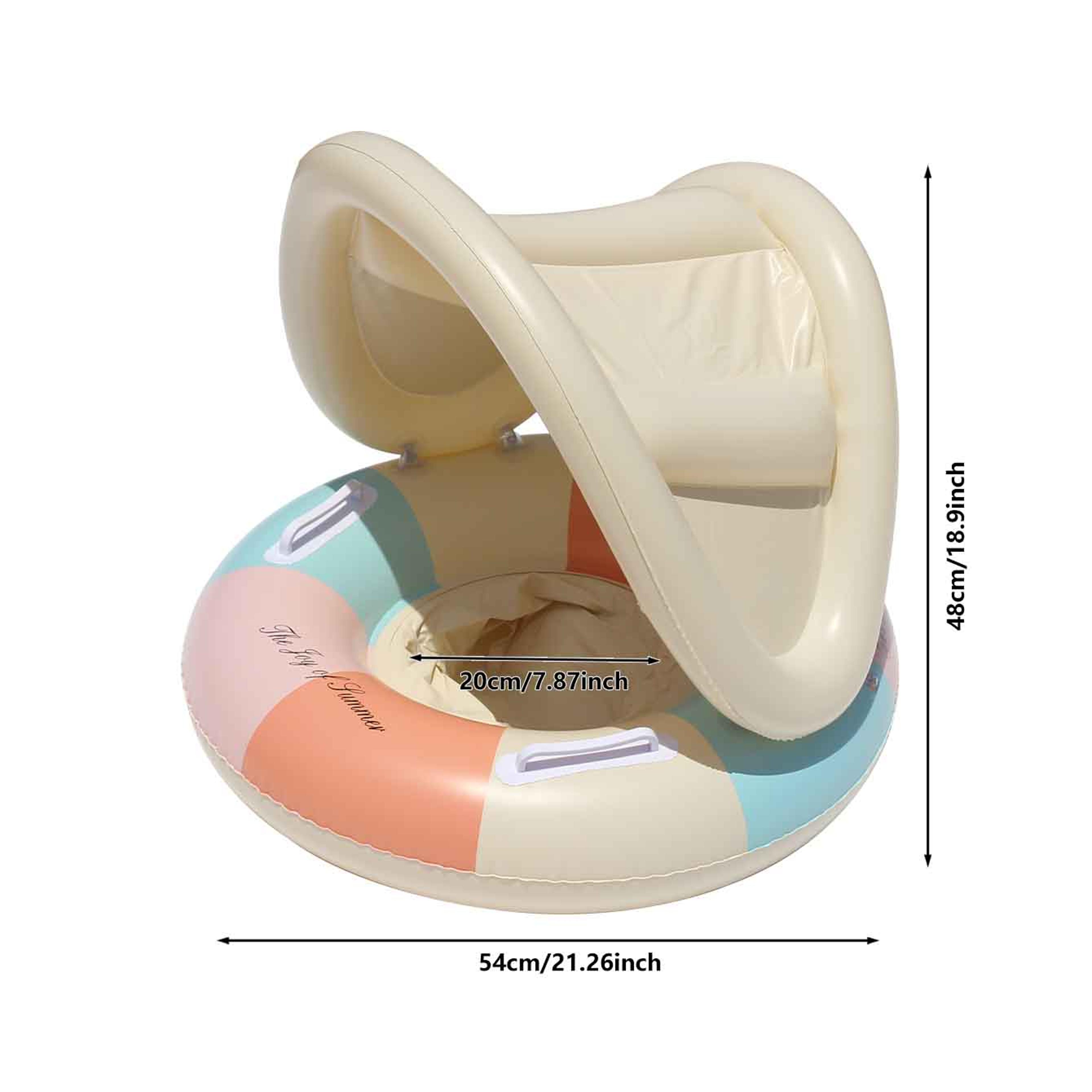 Inflatable Pool Float With Canopy Sunshade Floating Pool Chair Swim Ring Water Lounger With Handles 7