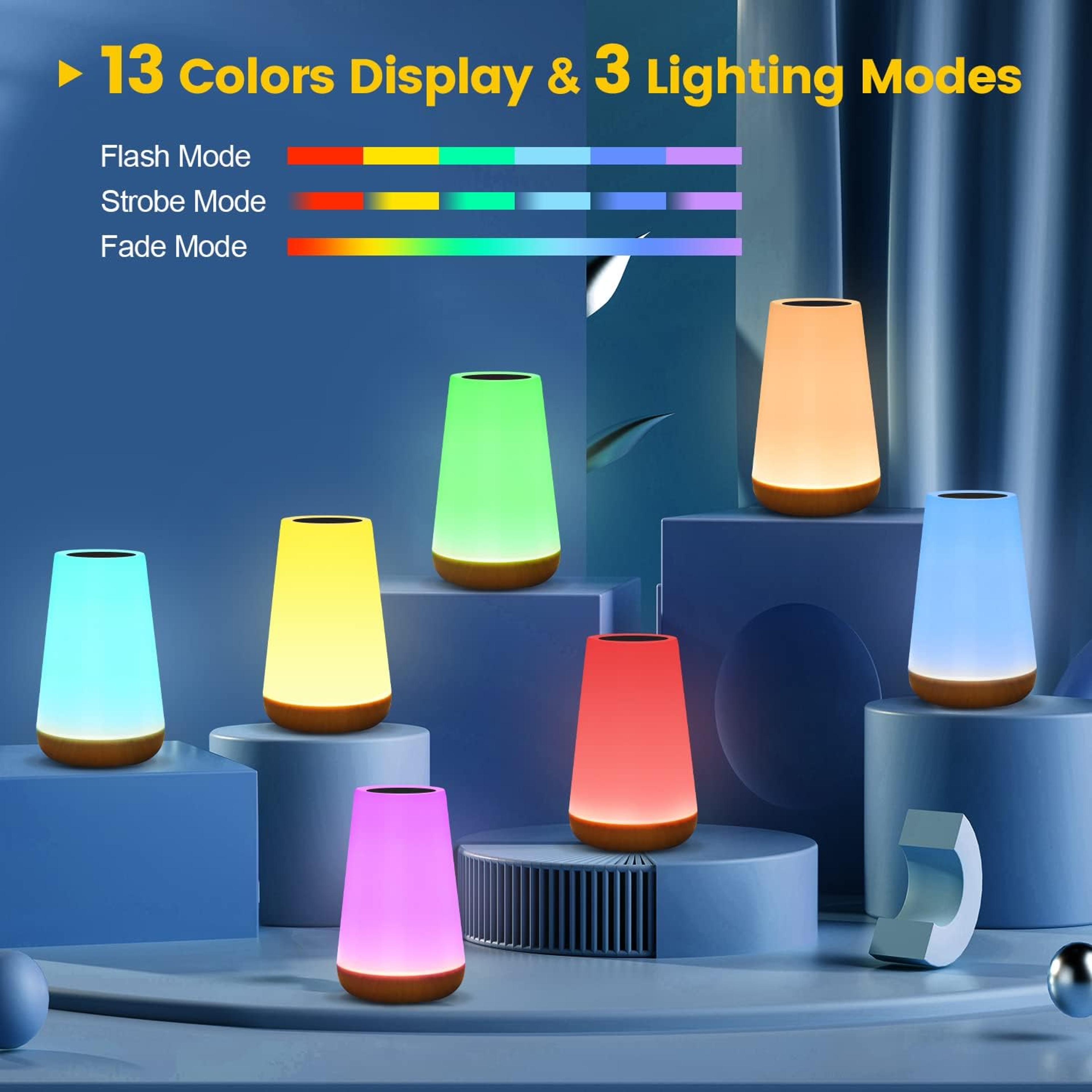 RGB Touch Night Light USB Rechargeable Color Changing Bedside Lamp With Remote Control 1