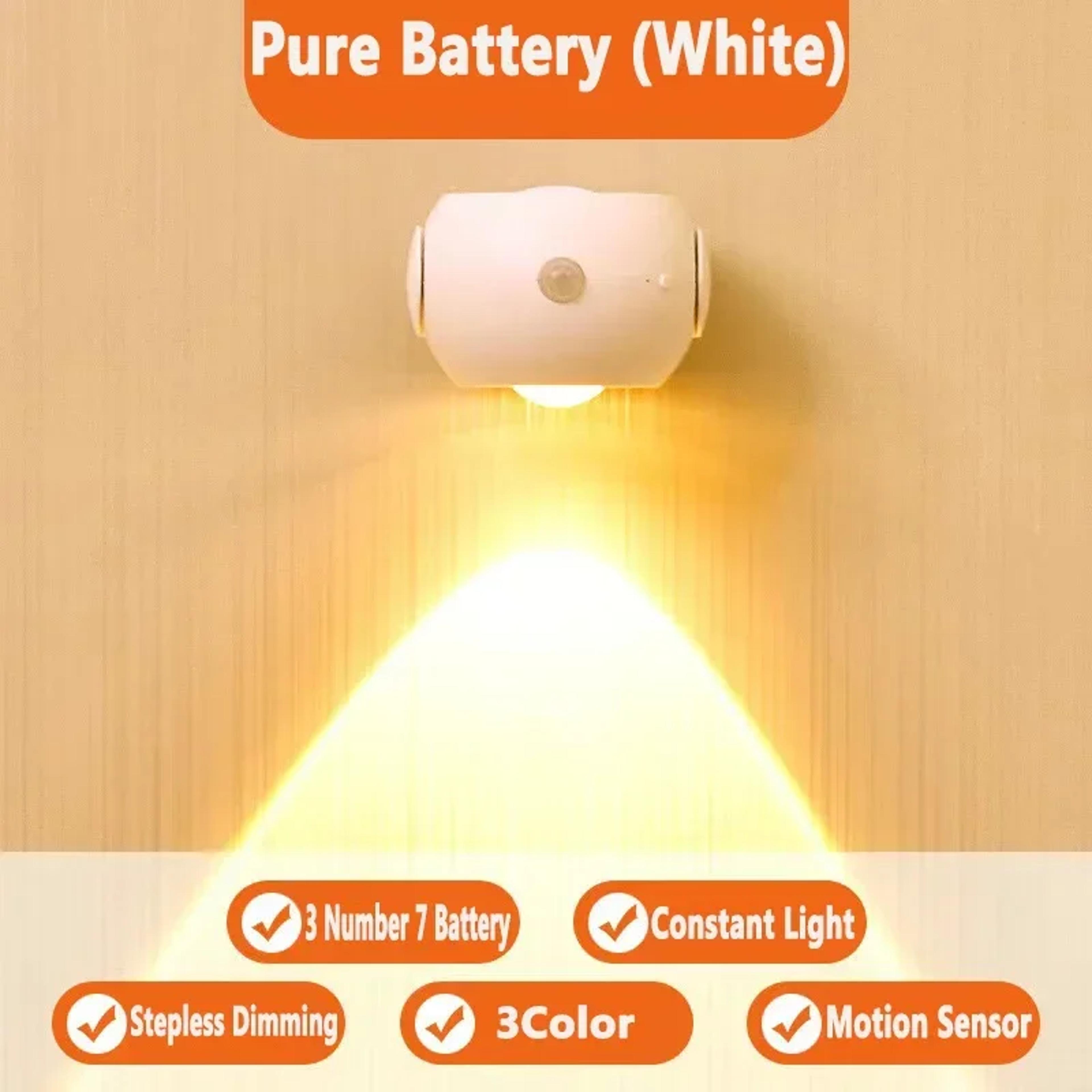 Rotatable Motion Sensor Wall Light USB Rechargeable Wireless LED Reading Lamp 3