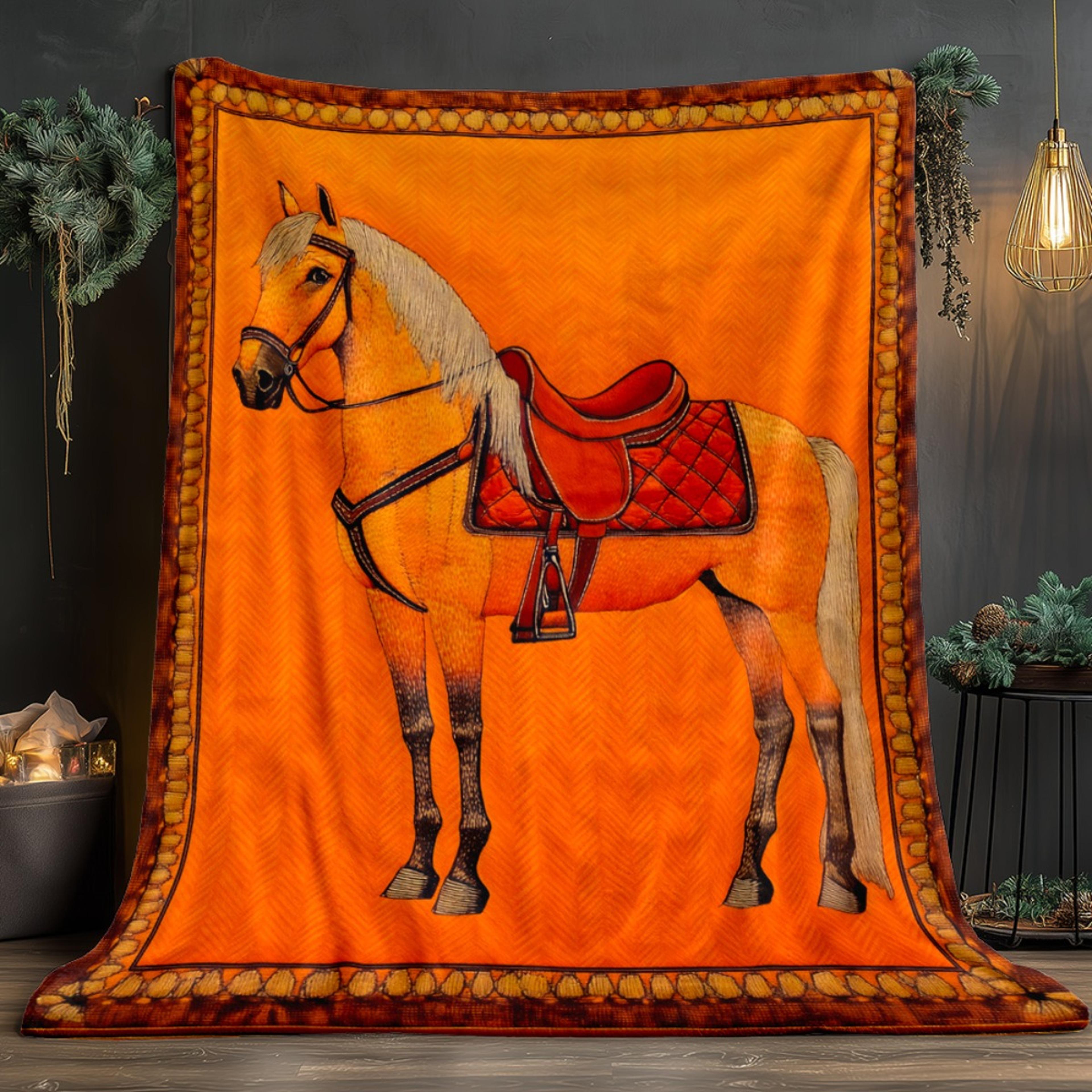 Luxury Horse Throw Blanket Soft Fleece Blanket With Elegant Stallion Print For Sofa Bed  Home Decor 1