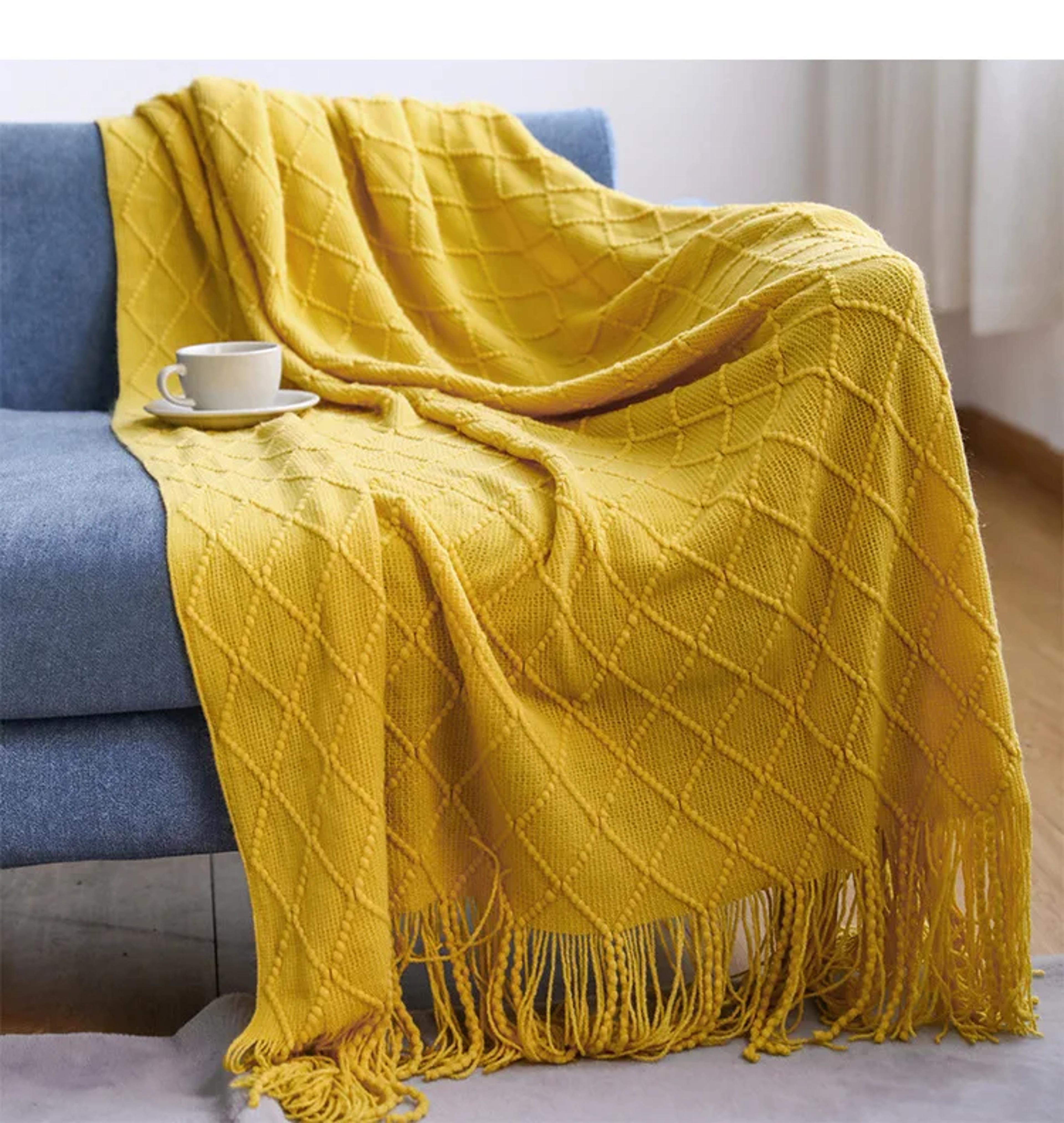 Soft Knitted Throw Blanket With Tassels Cozy Nordic Sofa  Bed Accent For All Seasons 8