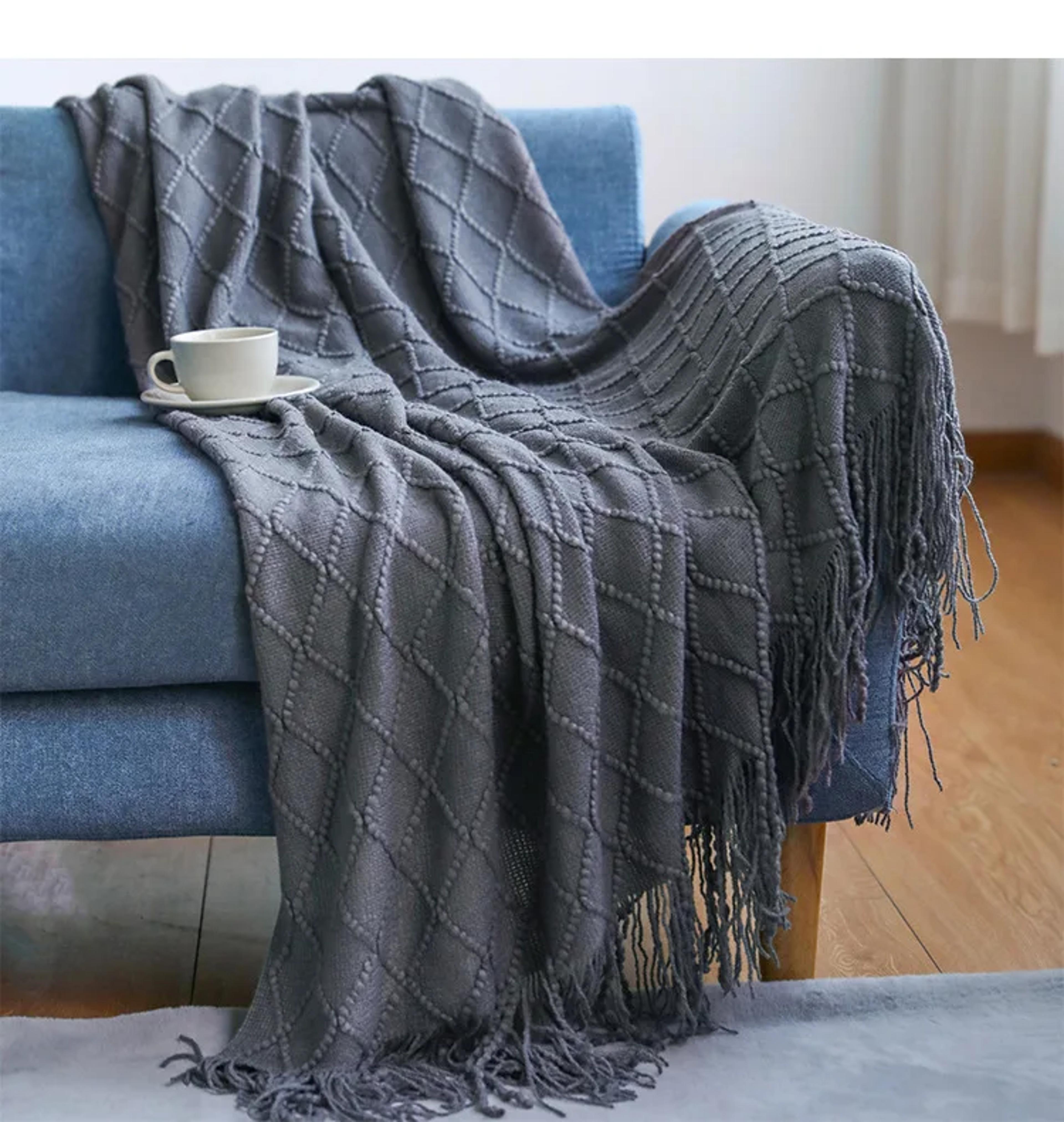 Soft Knitted Throw Blanket With Tassels Cozy Nordic Sofa  Bed Accent For All Seasons 10