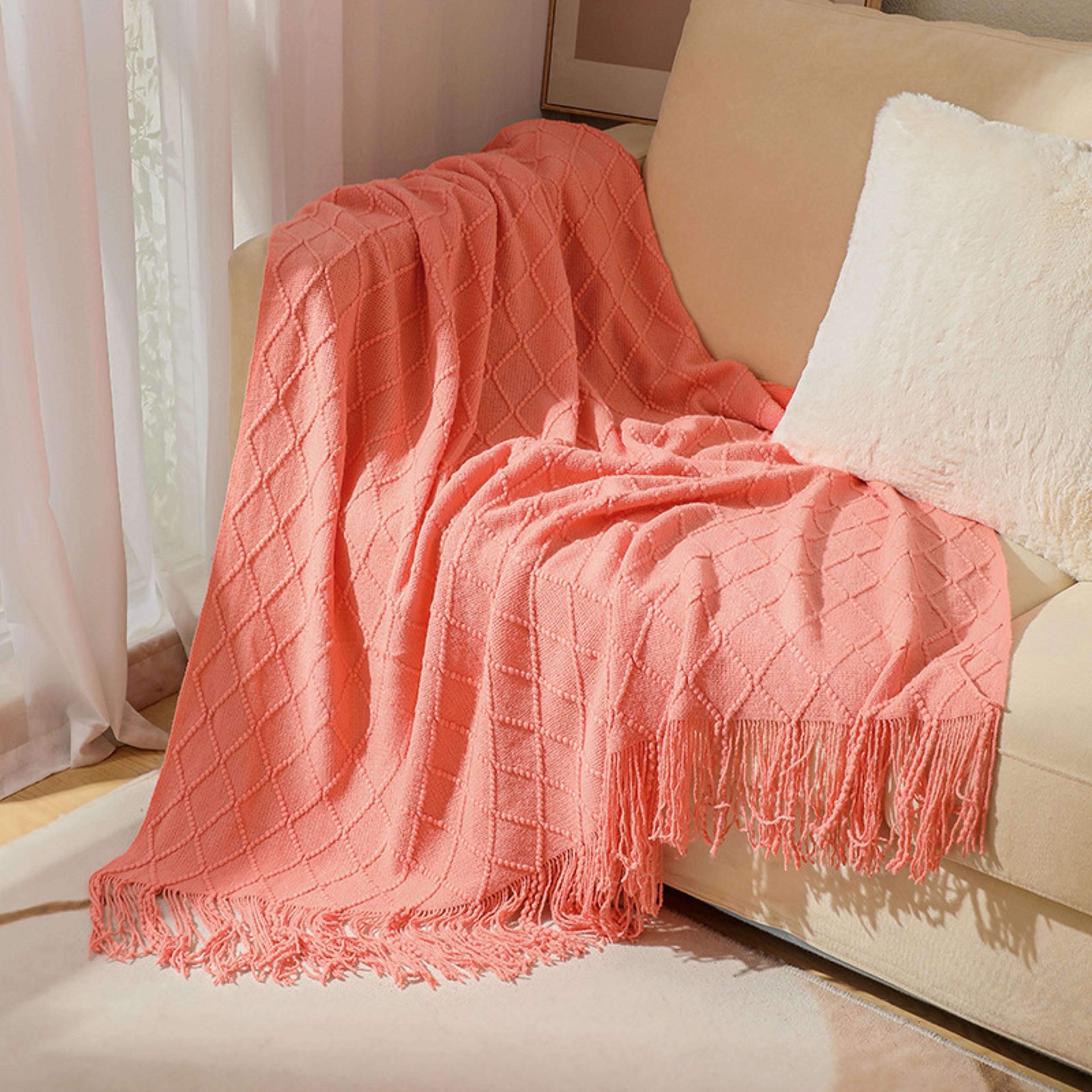 Soft Knitted Throw Blanket With Tassels Cozy Nordic Sofa  Bed Accent For All Seasons 11