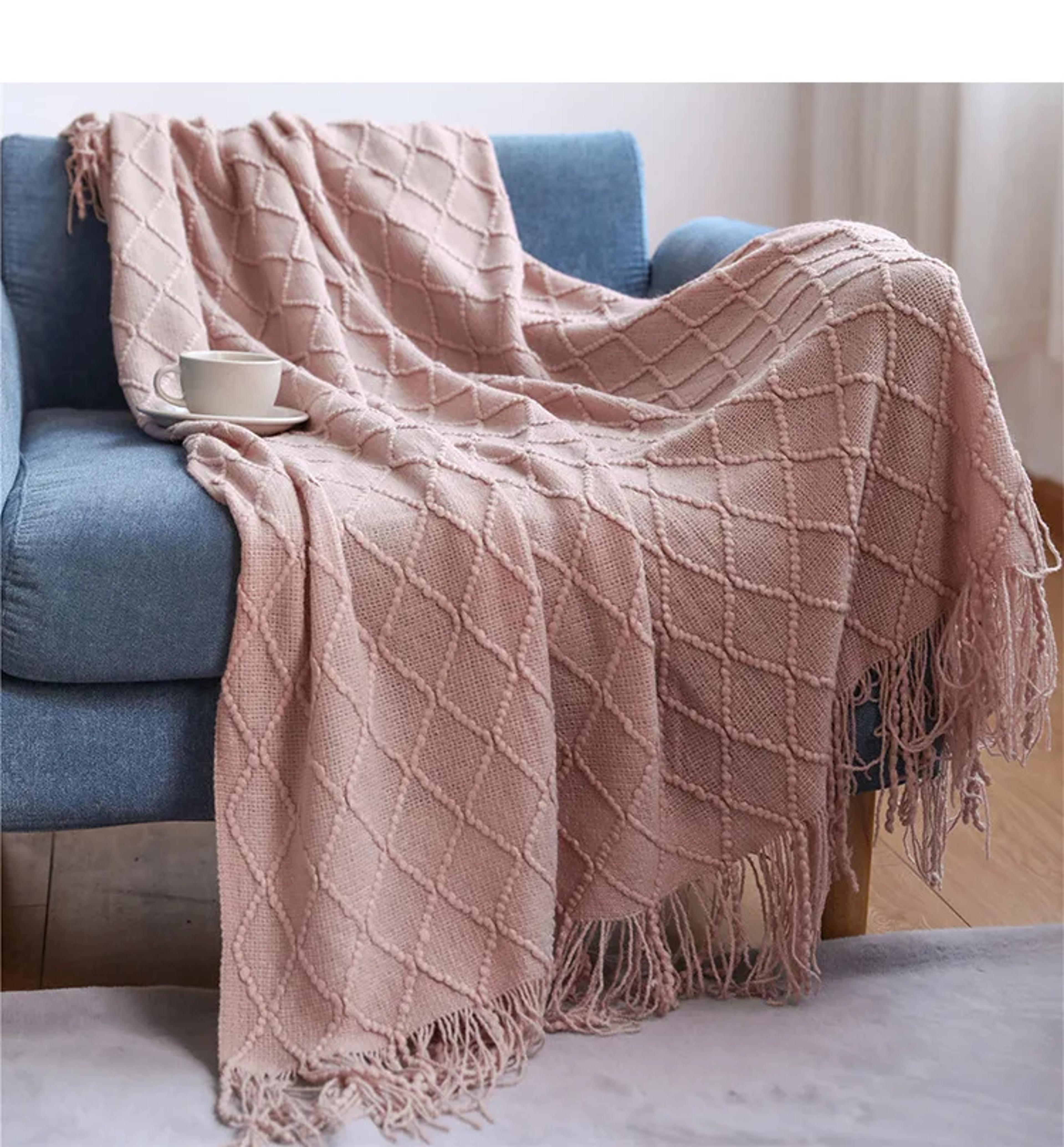 Soft Knitted Throw Blanket With Tassels Cozy Nordic Sofa  Bed Accent For All Seasons 13