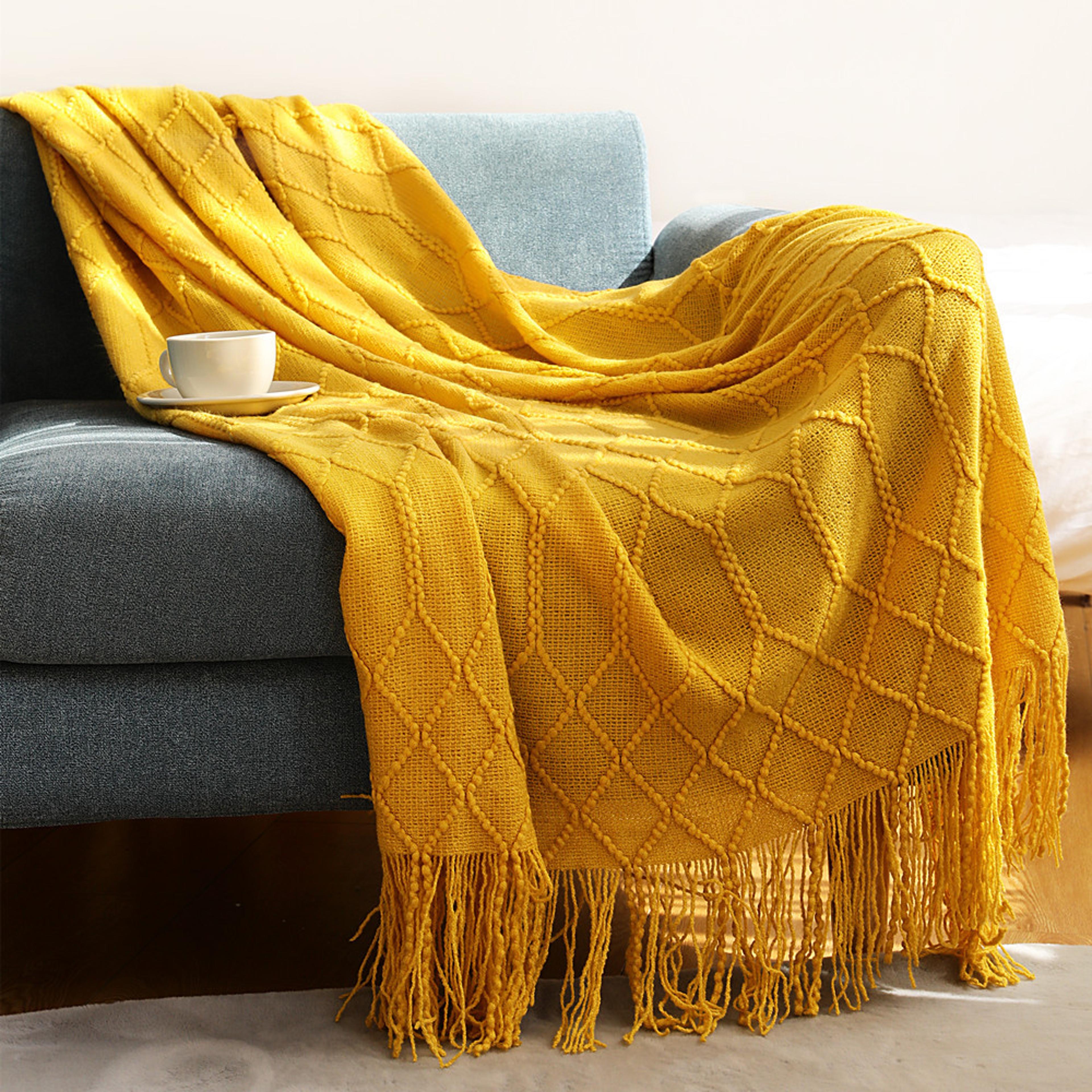 Inyahome Knitted Throw Blanket With Tassels Soft Boho Throw Blanket For Sofa Bed  Home Decor 1