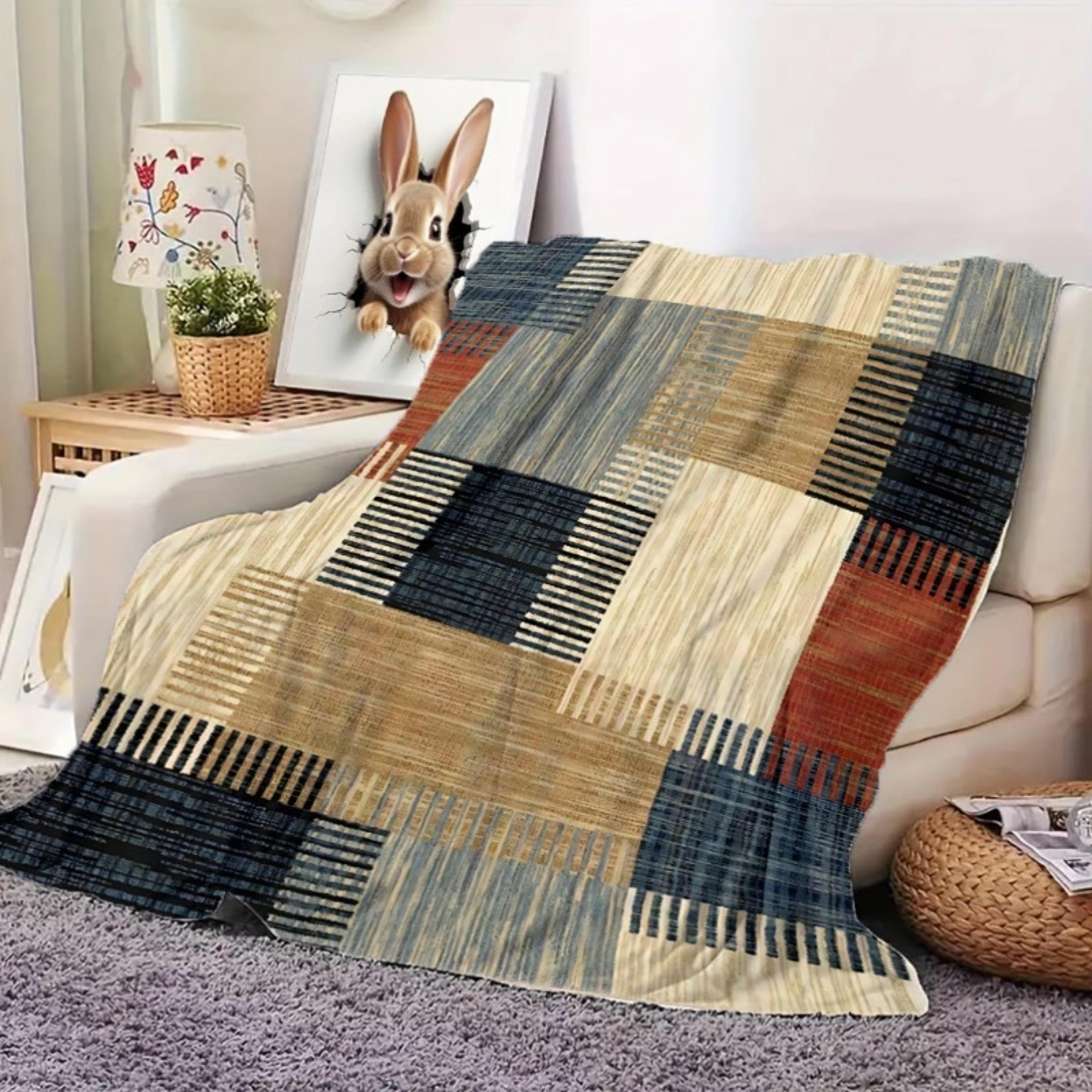 Bohemian Flannel Blanket Soft Patchwork Throw Blanket For Sofa Bed  Cozy Home Decor 1